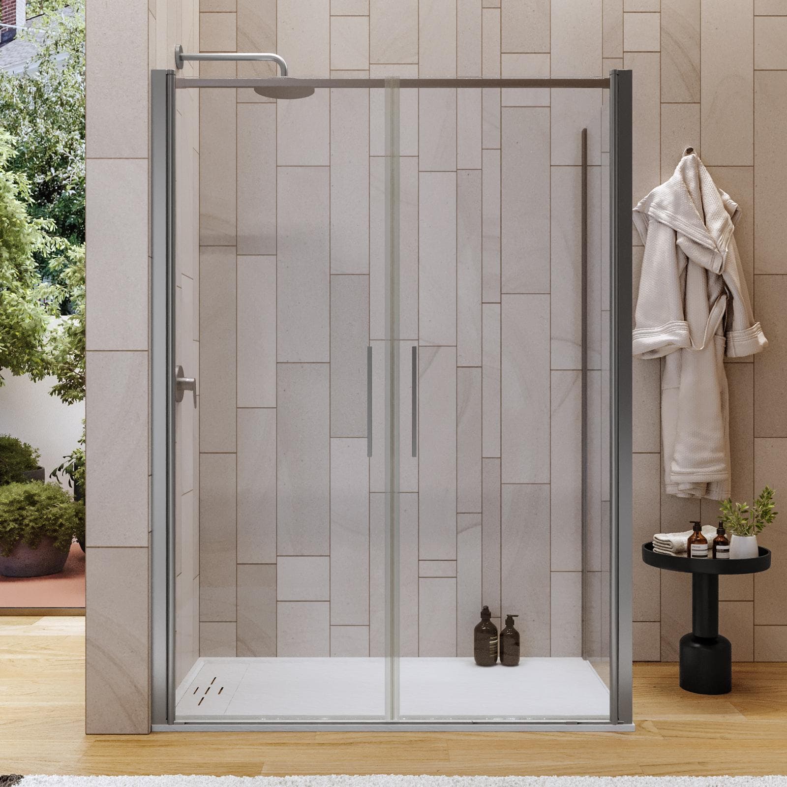 Box doccia 80x140 apertura saloon con vetro anticalcare trasparente e profilo cromo 195h - Lost