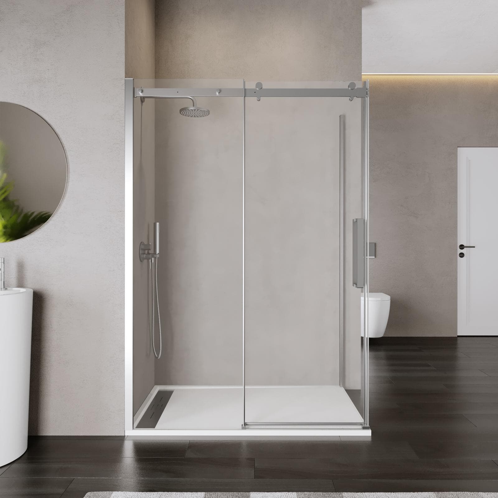 Box doccia 80x140 cm scorrevole in vetro anticalcare trasparente e profilo cromo 200h - Lucy