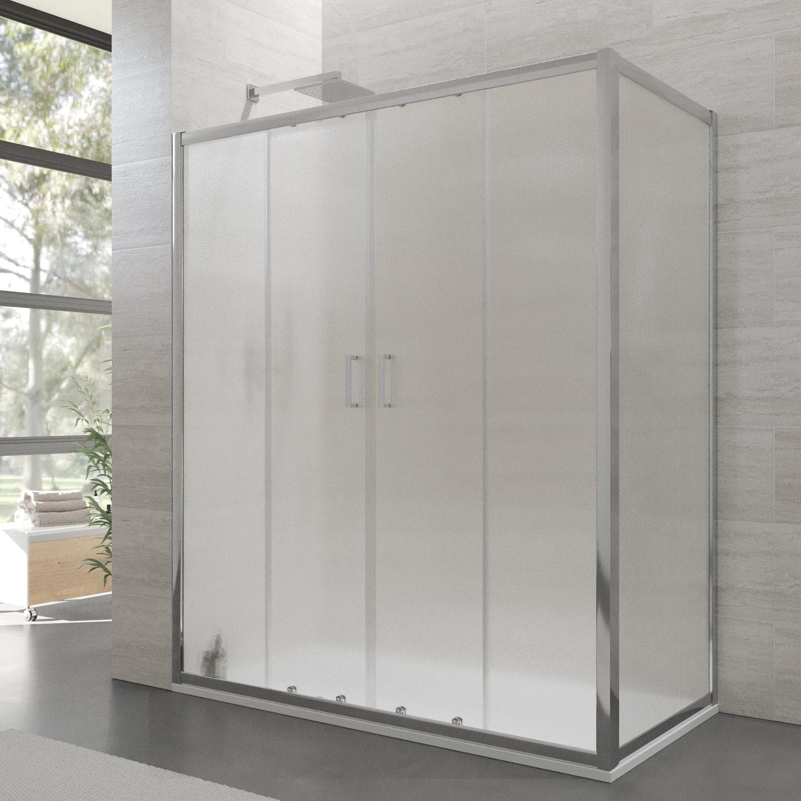 Box doccia 80x160 cm doppio scorrevole vetro temperato 6mm stampato 185h - Young