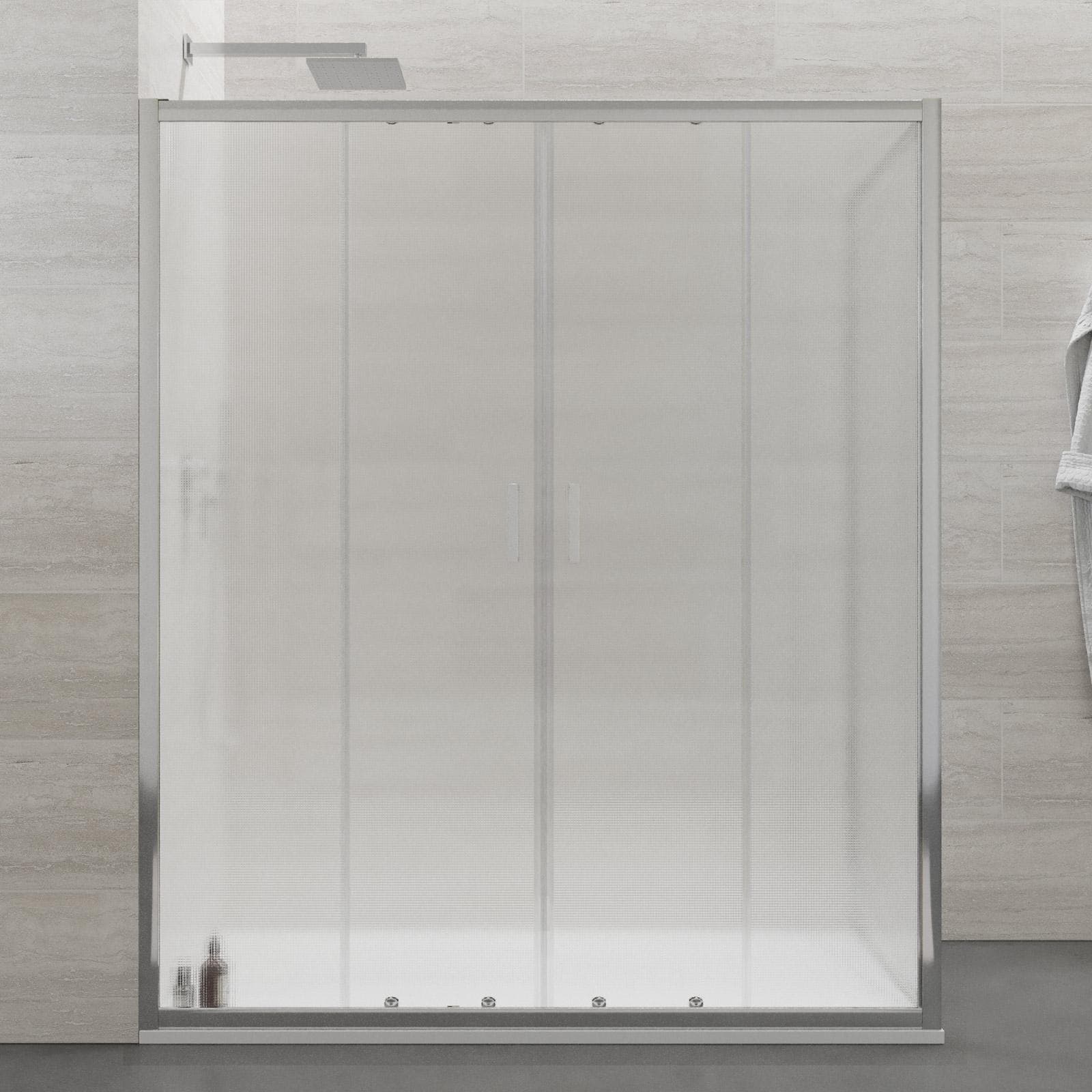 Box doccia 80x160 cm doppio scorrevole vetro temperato 6mm stampato 185h - Young