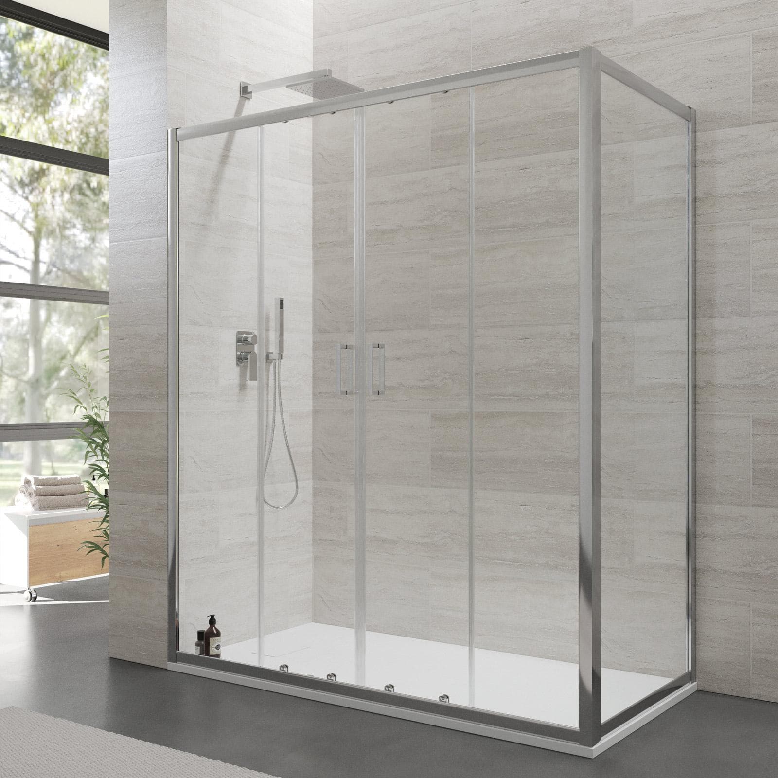 Box doccia 80X160 cm doppio scorrevole vetro temperato 6mm trasparente 185h - Young