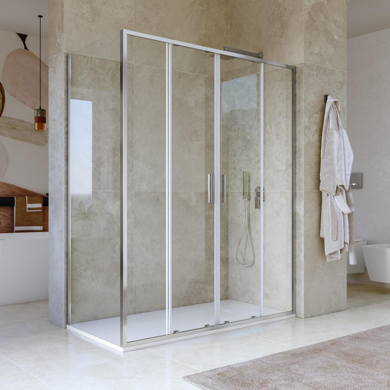 Box doccia 80x160 cm doppio scorrevole vetro trasparente e profilo cromo 195h - Glide