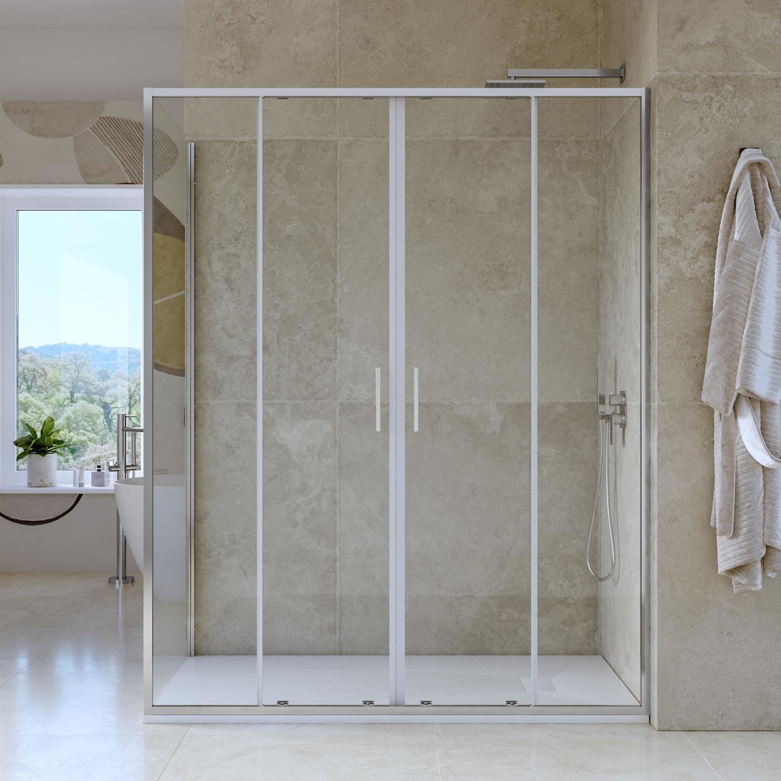 Box doccia 80x160 cm doppio scorrevole vetro trasparente e profilo cromo 195h - Glide