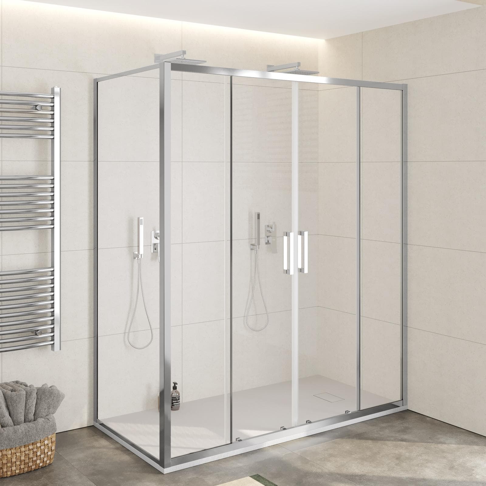Box doccia 80x180 cm doppio scorrevole vetro trasparente anticalcare profilo cromo 195h - Moritz