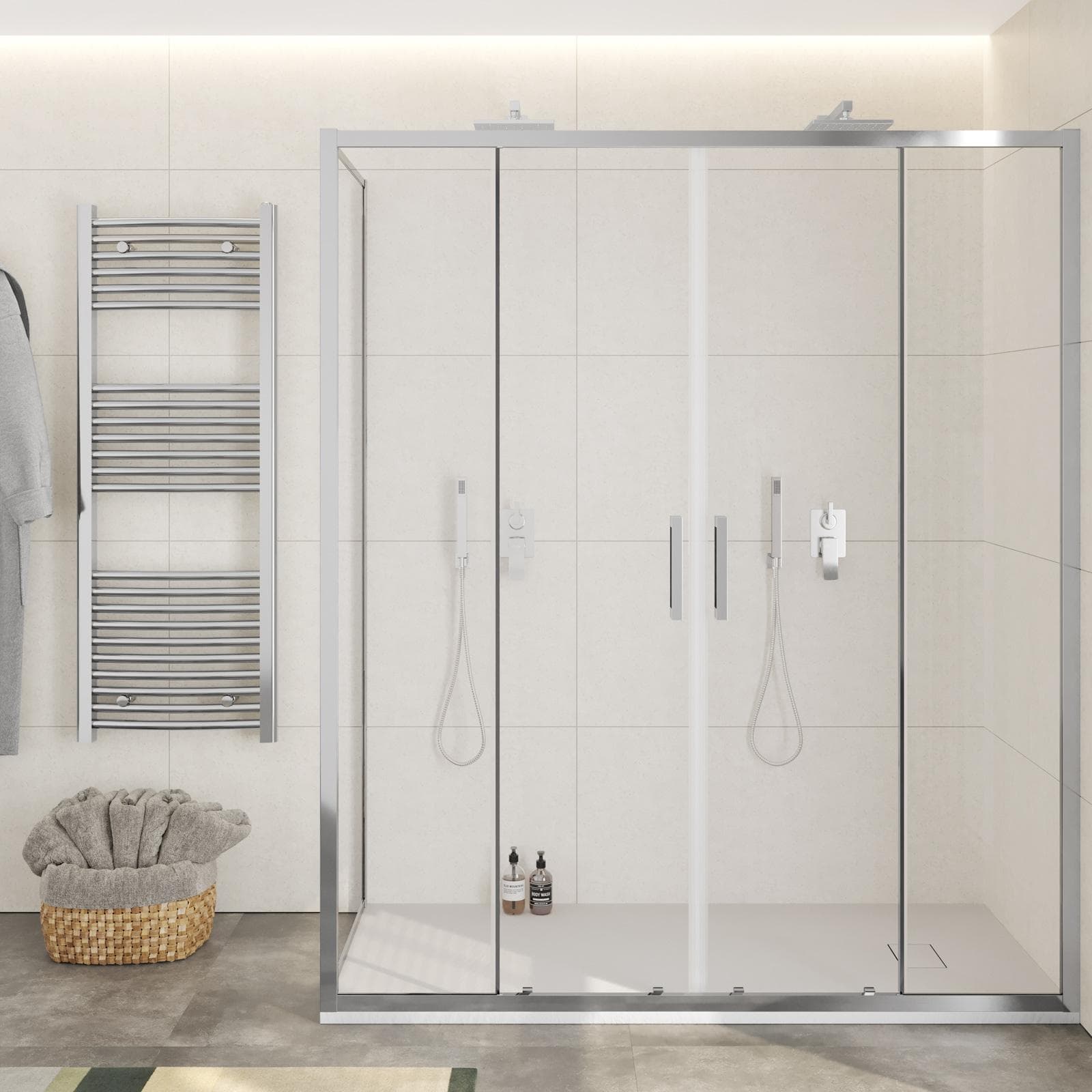 Box doccia 80x180 cm doppio scorrevole vetro trasparente anticalcare profilo cromo 195h - Moritz