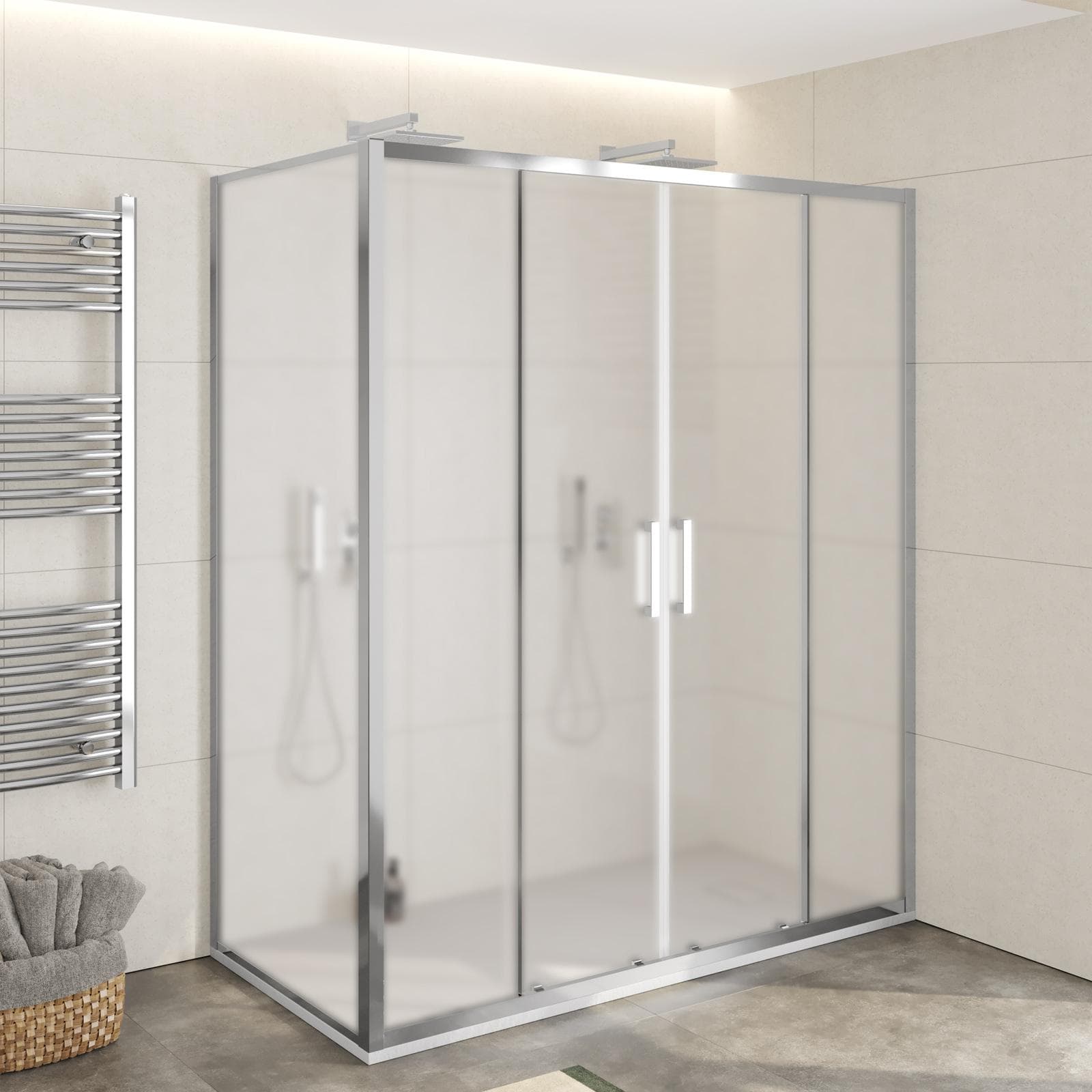 Box doccia 80x180 cm doppio scorrevole vetro opaco profilo cromo 195h - Moritz