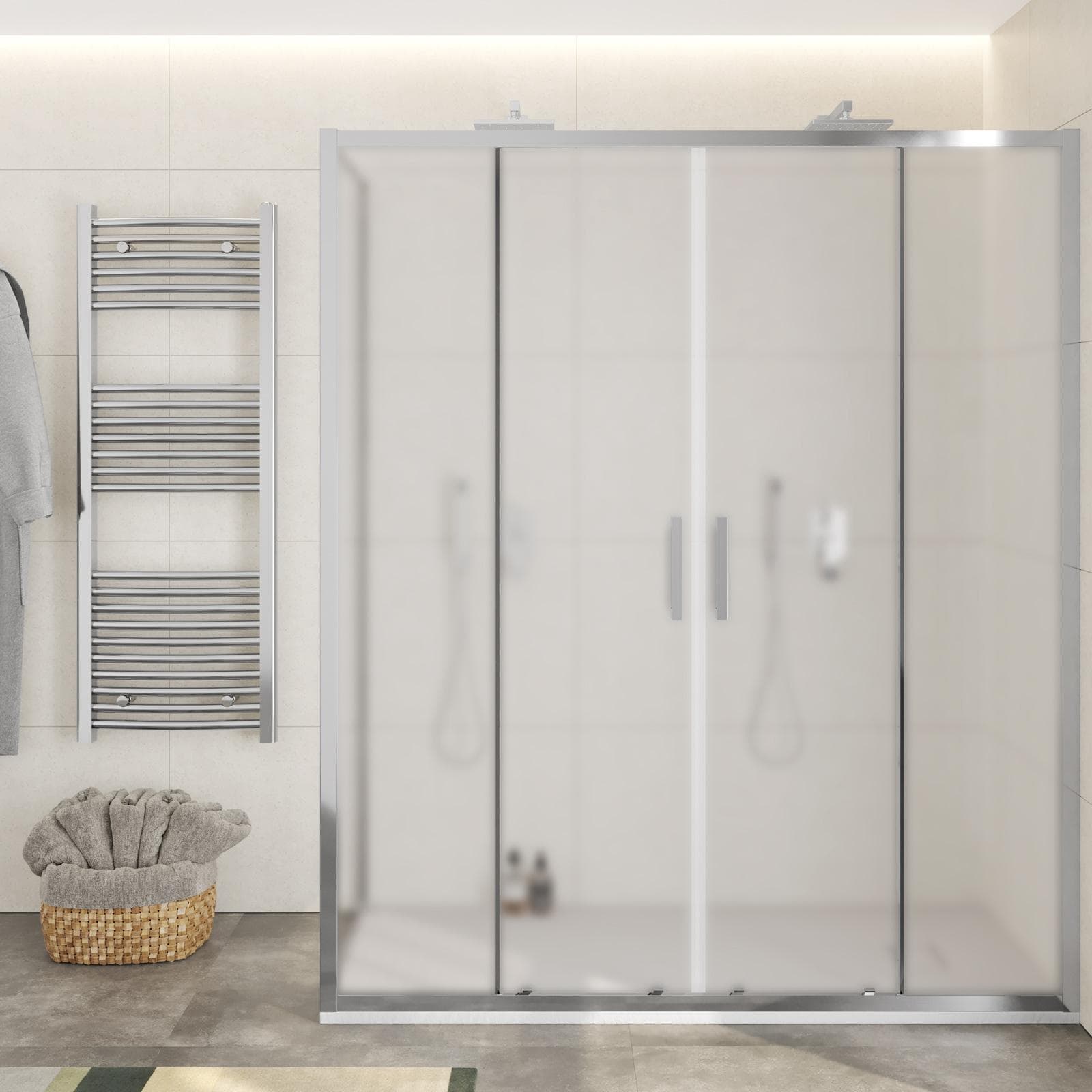 Box doccia 80x180 cm doppio scorrevole vetro opaco profilo cromo 195h - Moritz