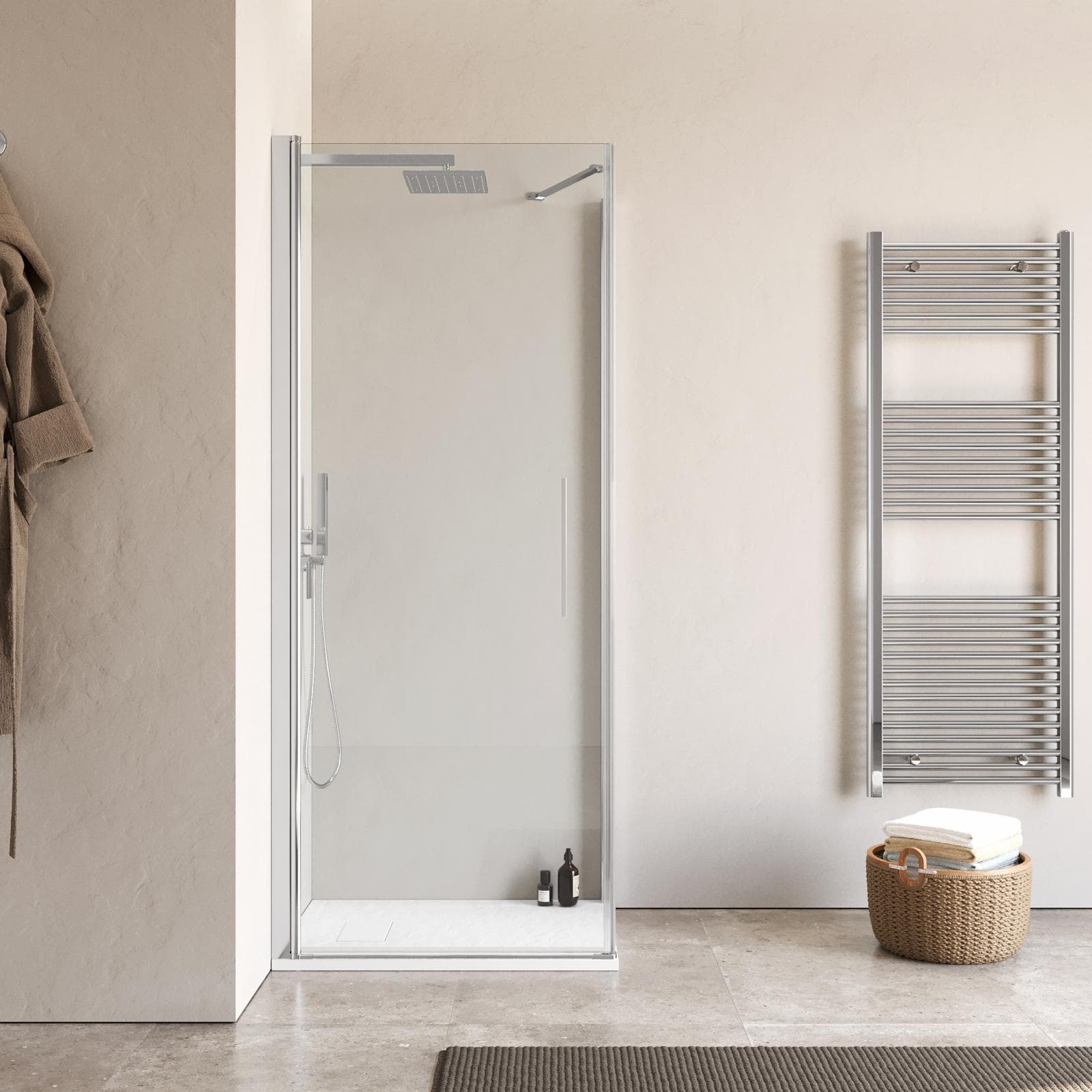 Box doccia 60x80 cm battente in vetro temperato 6mm trasparente 195h - Nilo