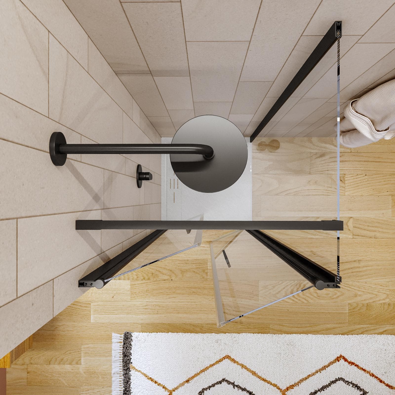 Box doccia 80x70 apertura saloon con vetro anticalcare trasparente e profilo nero 195h - Lost