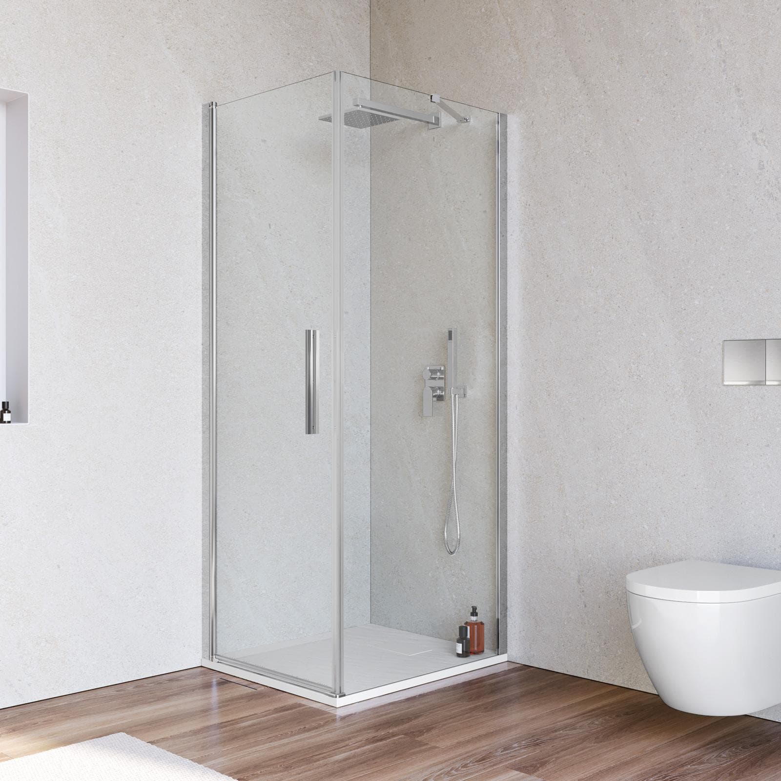 Box doccia 80x70 cm battente in vetro temperato 6mm trasparente 195h - Nilo