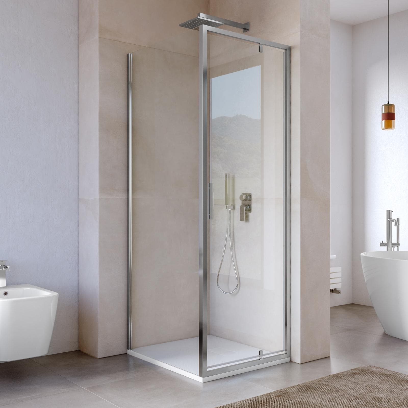 Box doccia 80x70 cm battente vetro trasparente e profilo cromo 195h - Glide