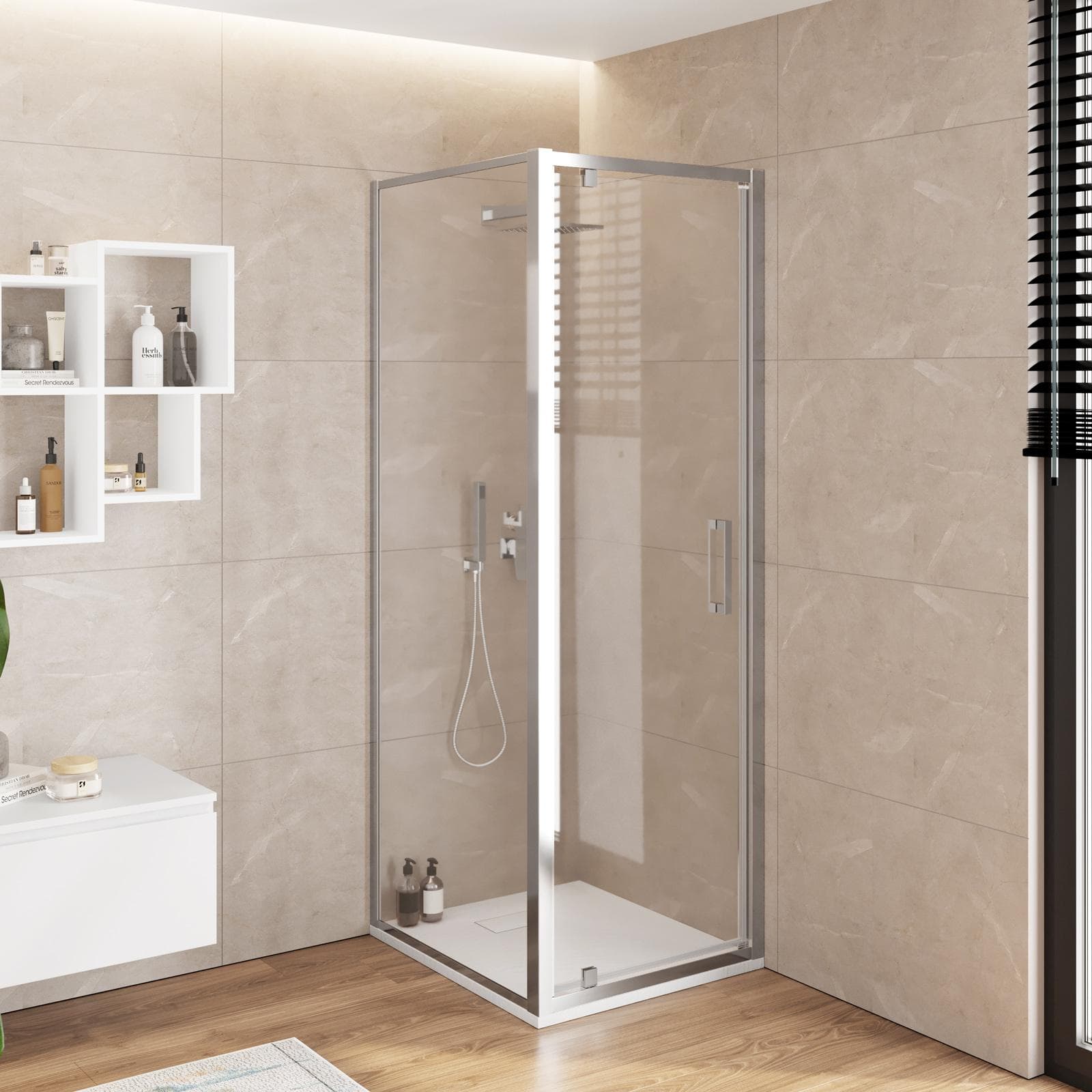 Box doccia 80x70 cm battente vetro trasparente anticalcare profilo cromo 195h - Moritz