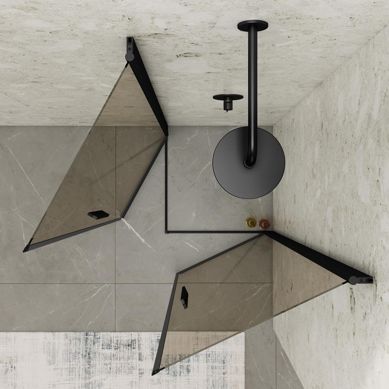 Box doccia 80X75 cm doppio battente con vetro temperato bronzato e profilo nero opaco 195h - Nilo