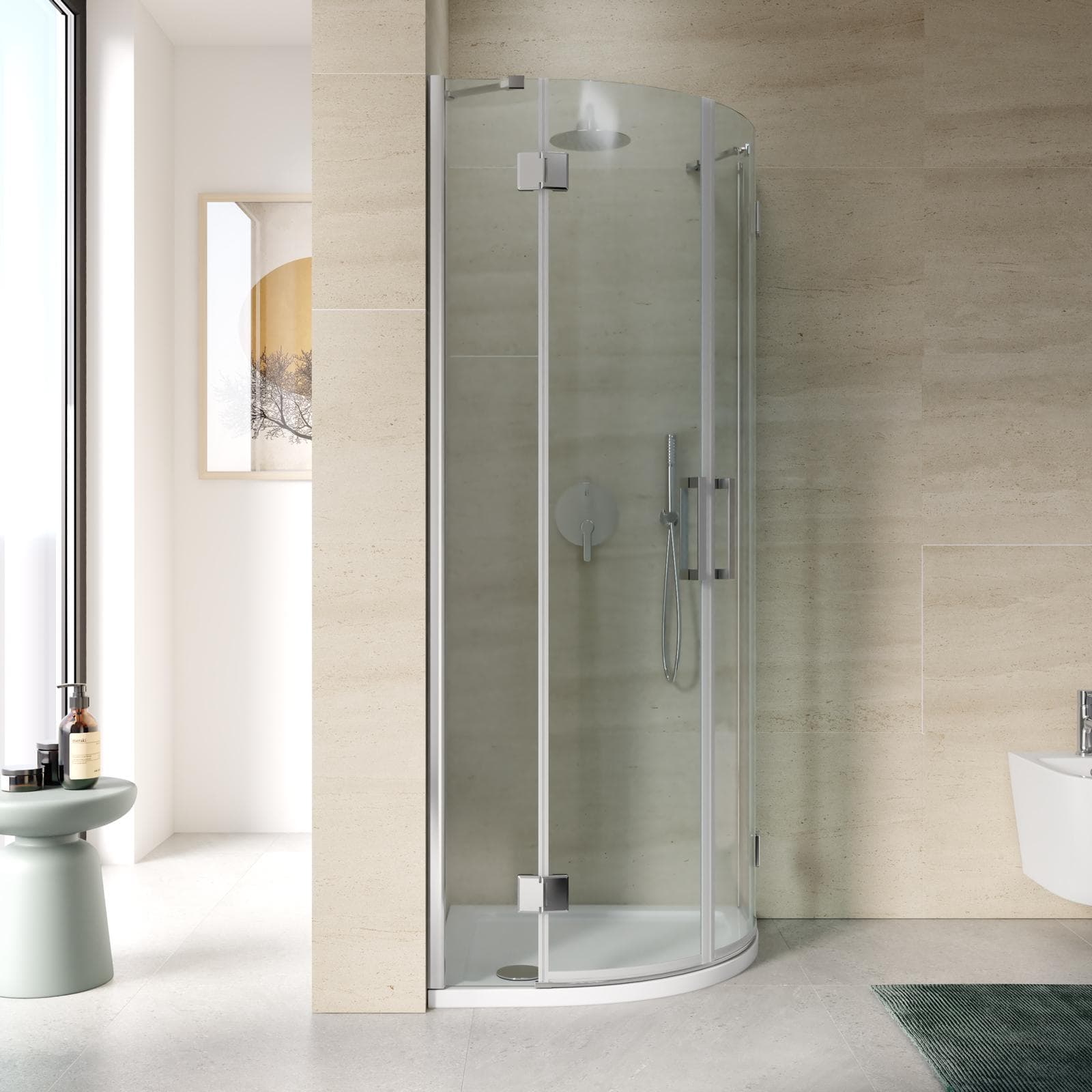 Box doccia battente 80x80 cm semicircolare vetro temperato anticalcare 195h - Closet