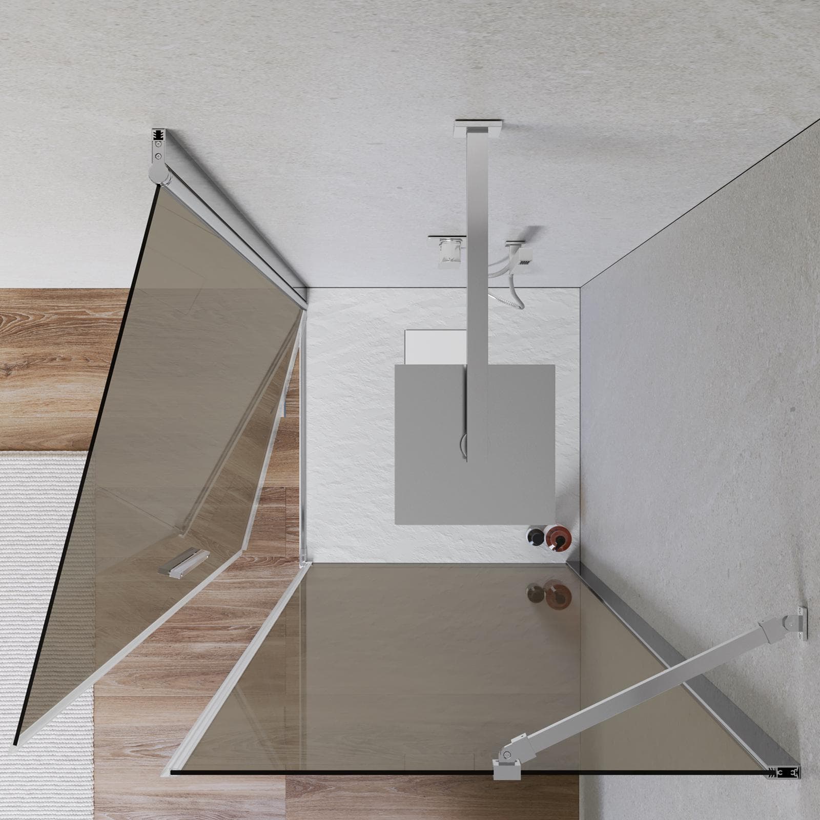 Box doccia 80x80 cm battente 80 cm con vetro temperato bronzato e profilo cromo 195h - Nilo