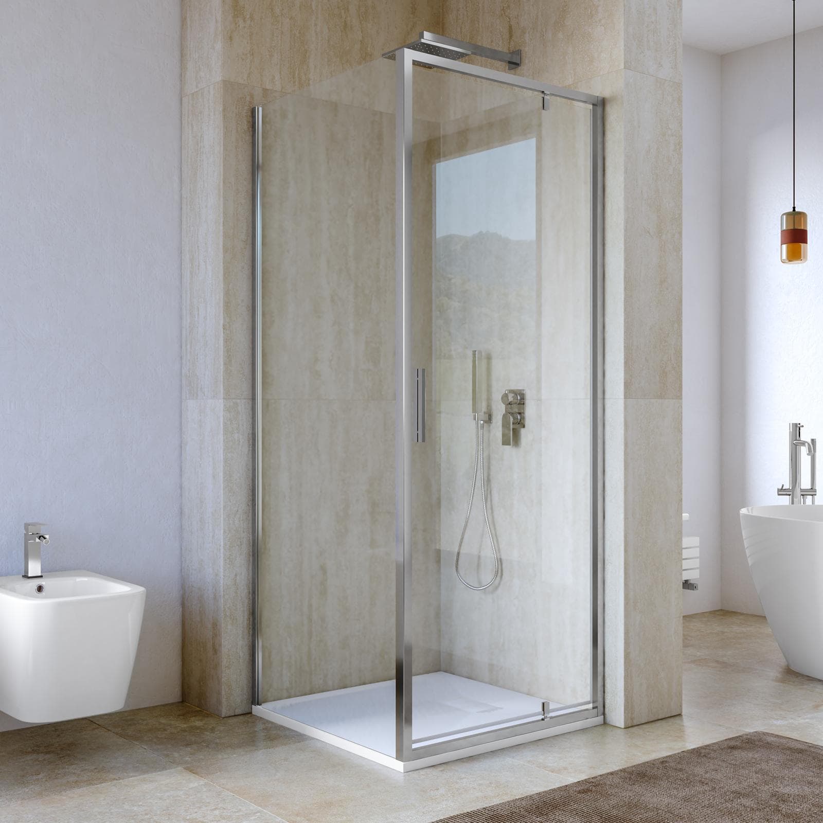 Box doccia 80x80 cm battente vetro trasparente e profilo cromo 195h - Glide