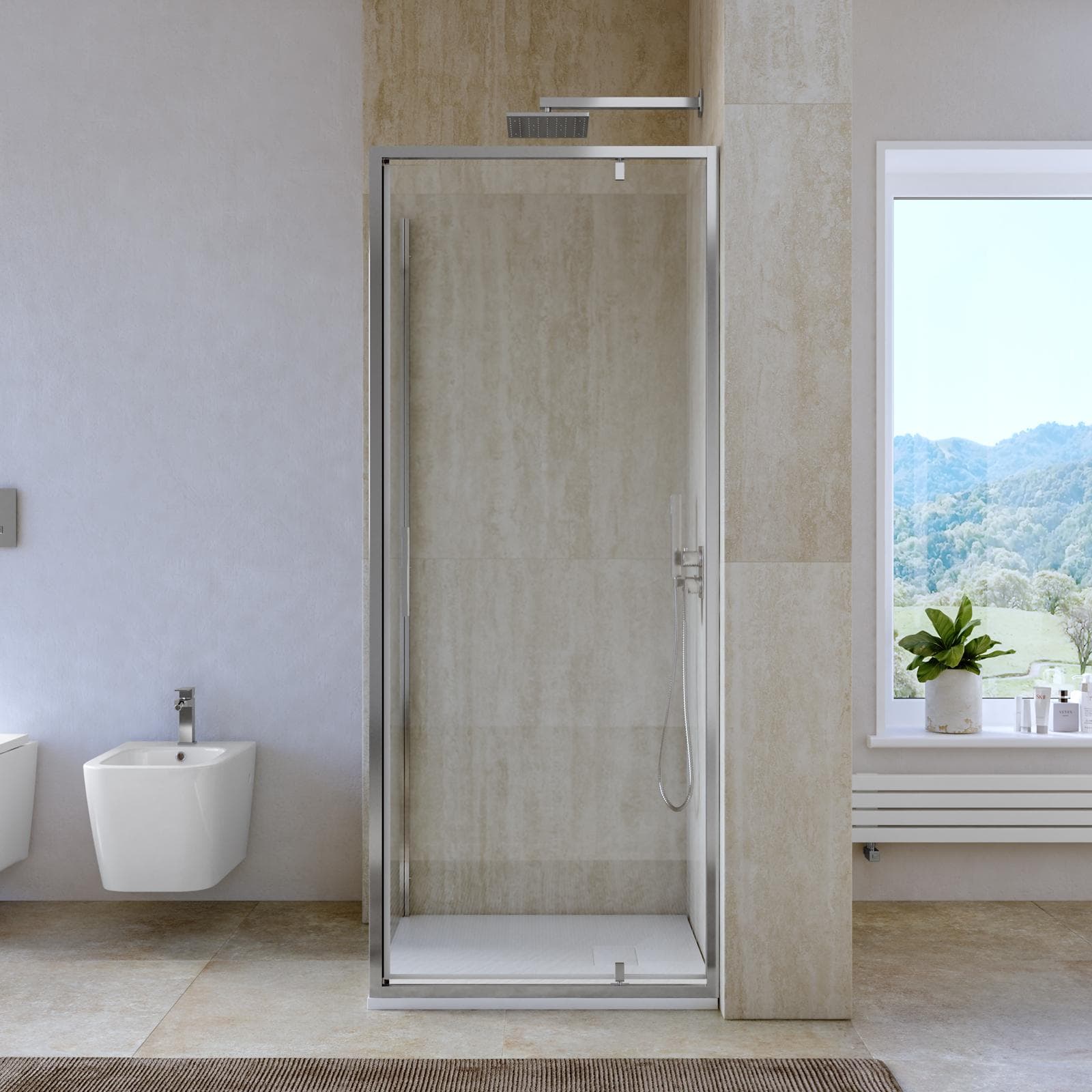 Box doccia 80x80 cm battente vetro trasparente e profilo cromo 195h - Glide