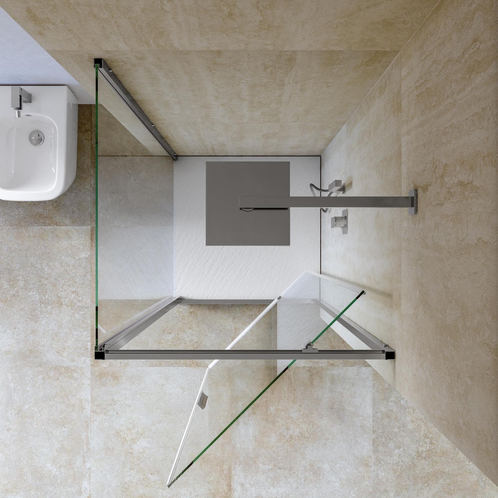 Box doccia 80x80 cm battente vetro trasparente e profilo cromo 195h - Glide