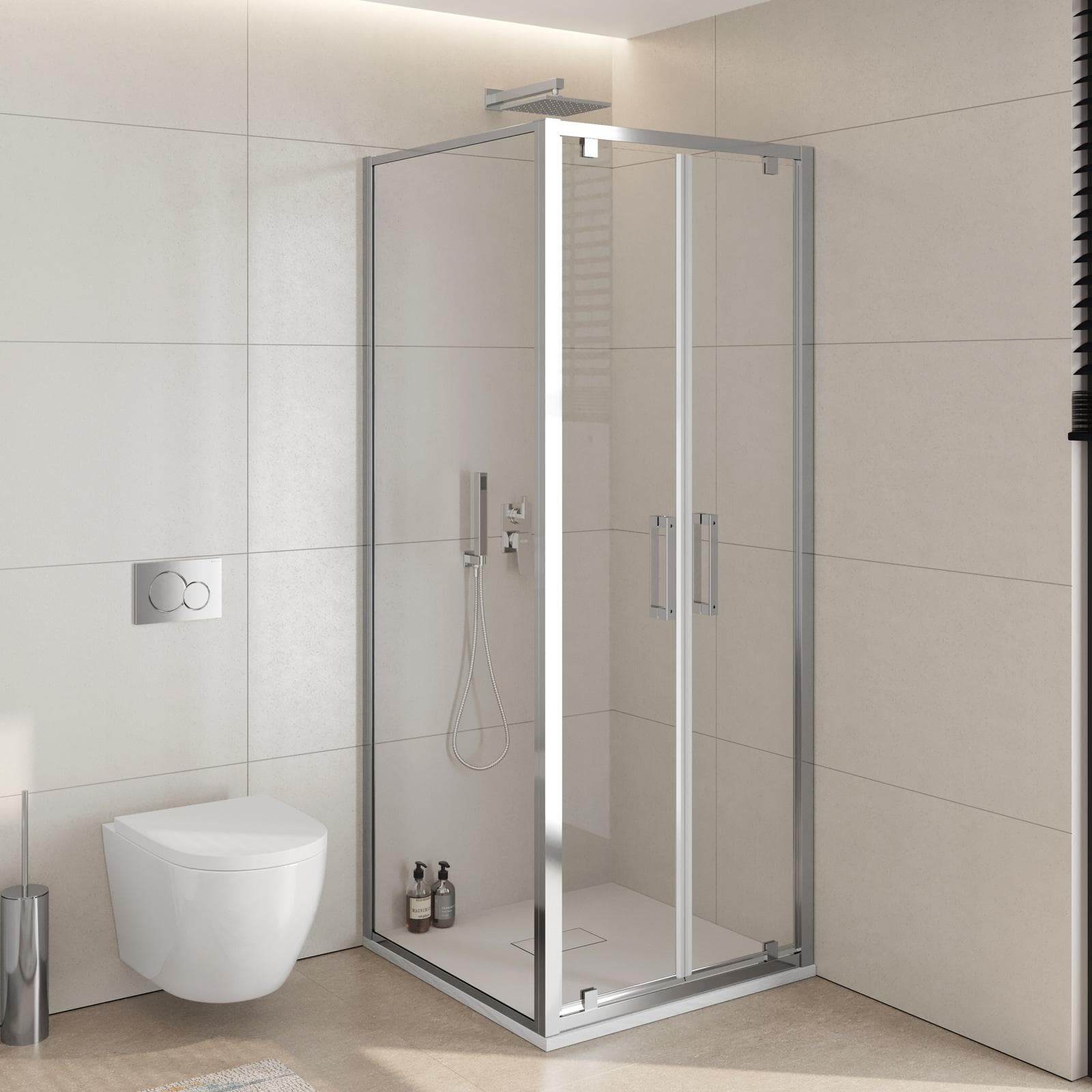 Box doccia 80x80 cm doppio battente vetro trasparente anticalcare profilo cromo 195h - Moritz