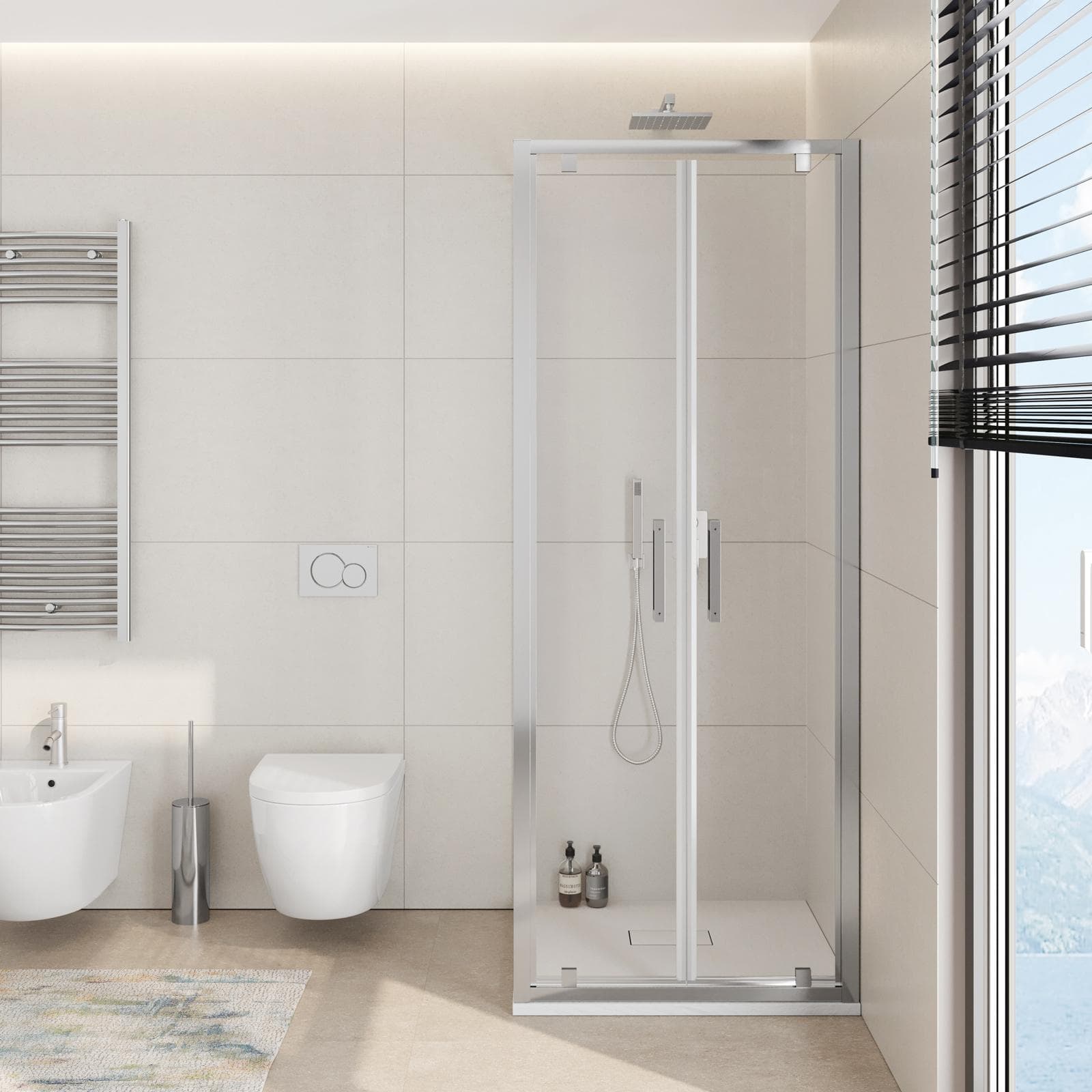 Box doccia 80x80 cm doppio battente vetro trasparente anticalcare profilo cromo 195h - Moritz