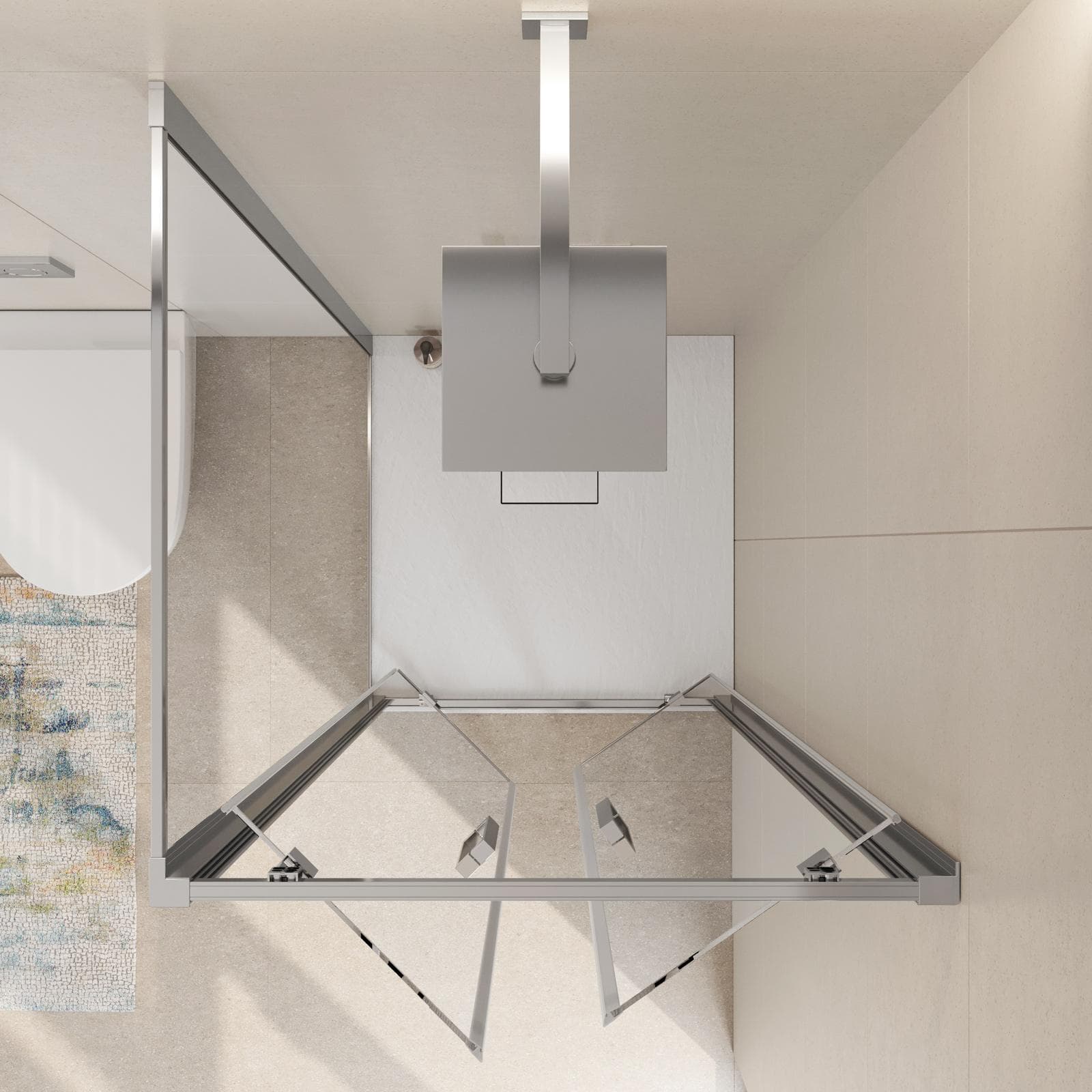 Box doccia 80x80 cm doppio battente vetro trasparente anticalcare profilo cromo 195h - Moritz