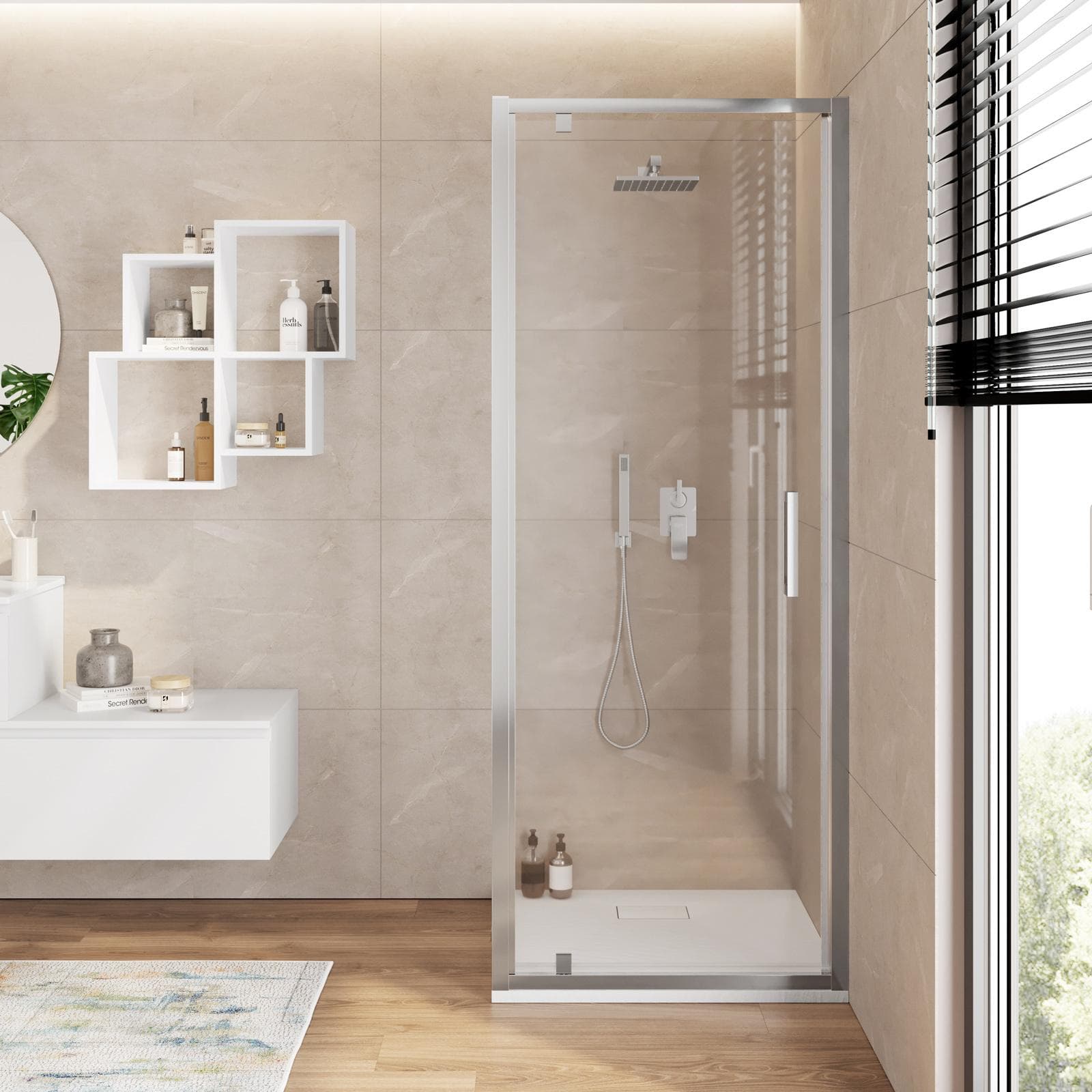 Box doccia 80x80 cm battente vetro trasparente anticalcare profilo cromo 195h - Moritz