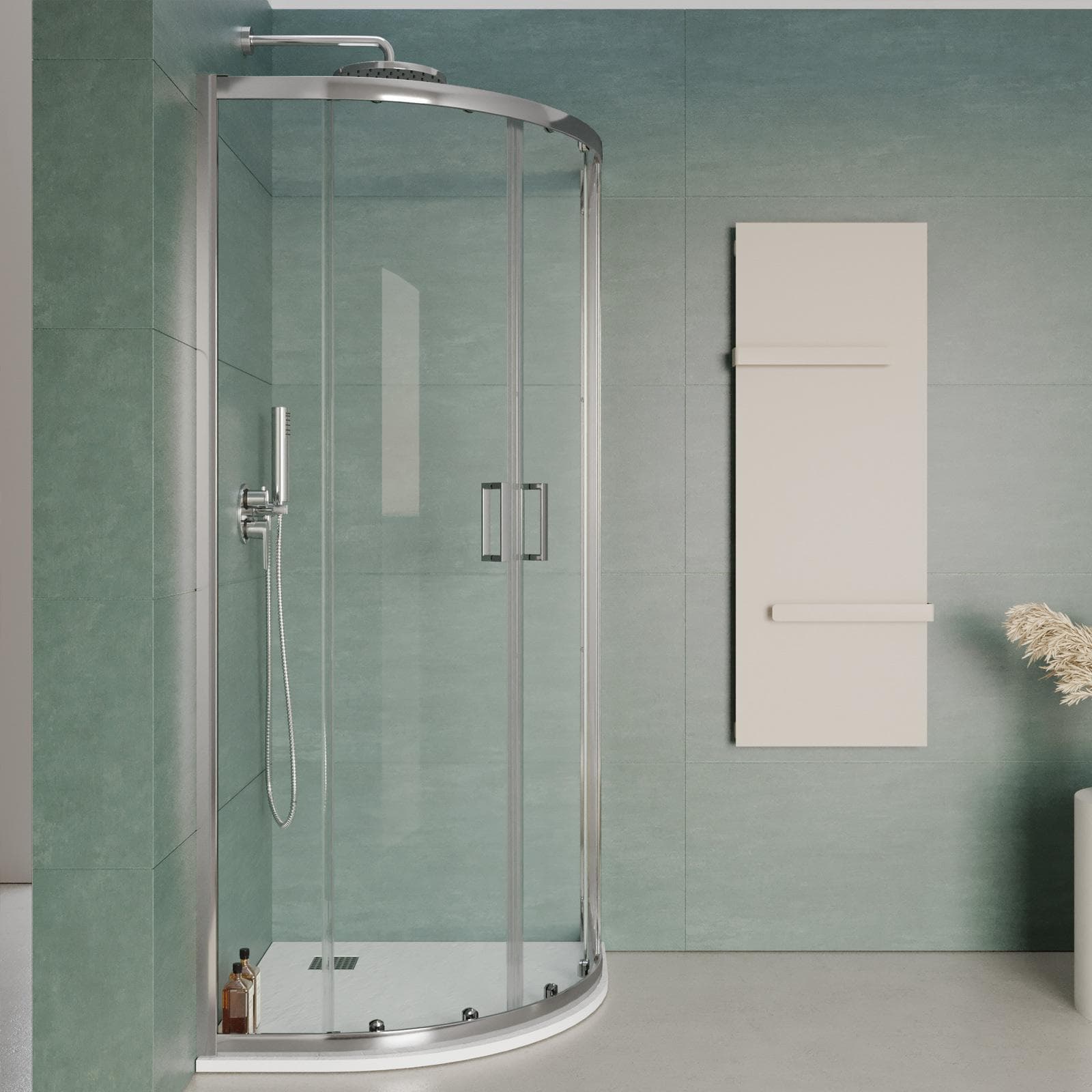 Box doccia 80x80 cm semicircolare vetro temperato 6mm trasparente 185h - Young