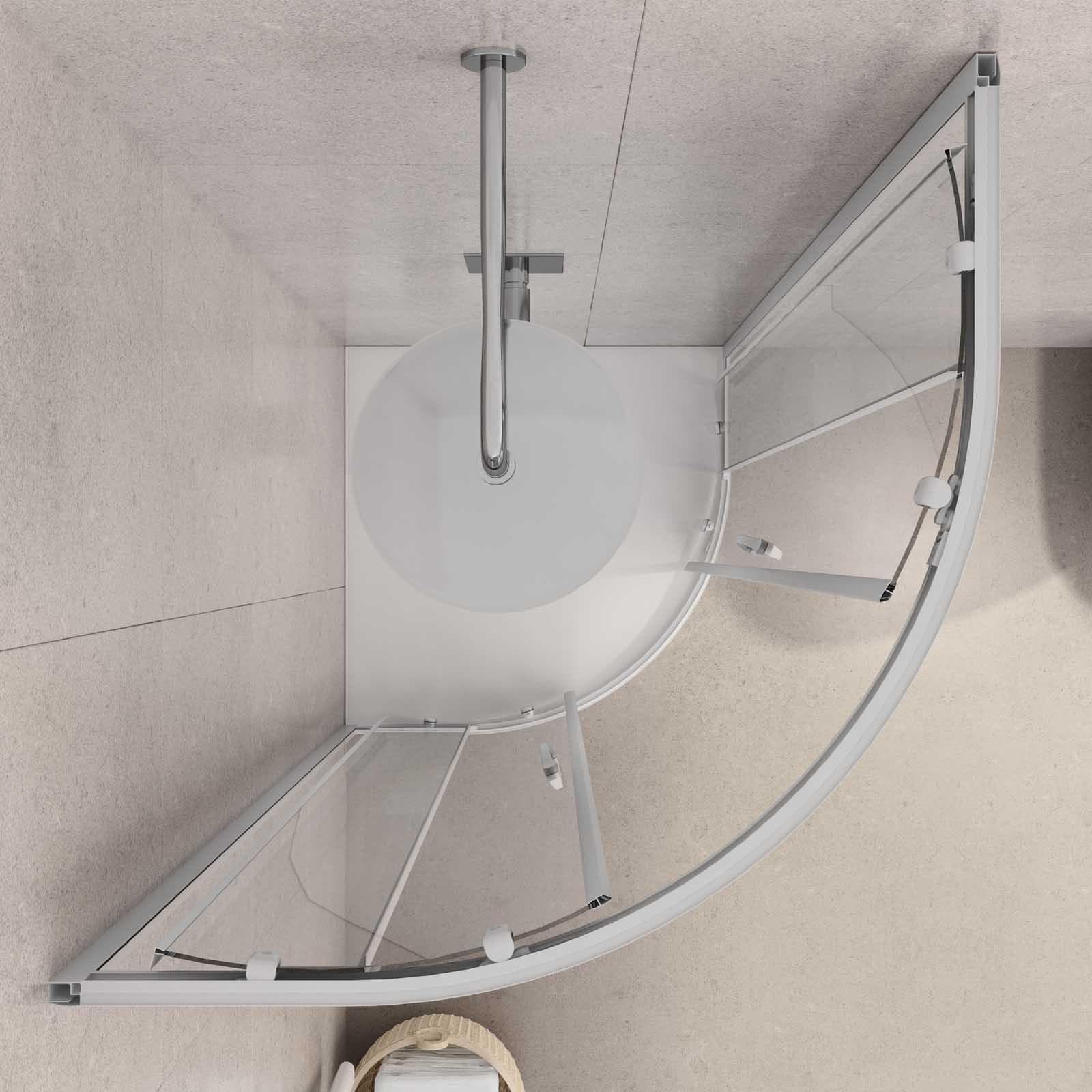 Box doccia 80X80 cm semicircolare scorrevole con vetro trasparente e profilo bianco 185h - Lite