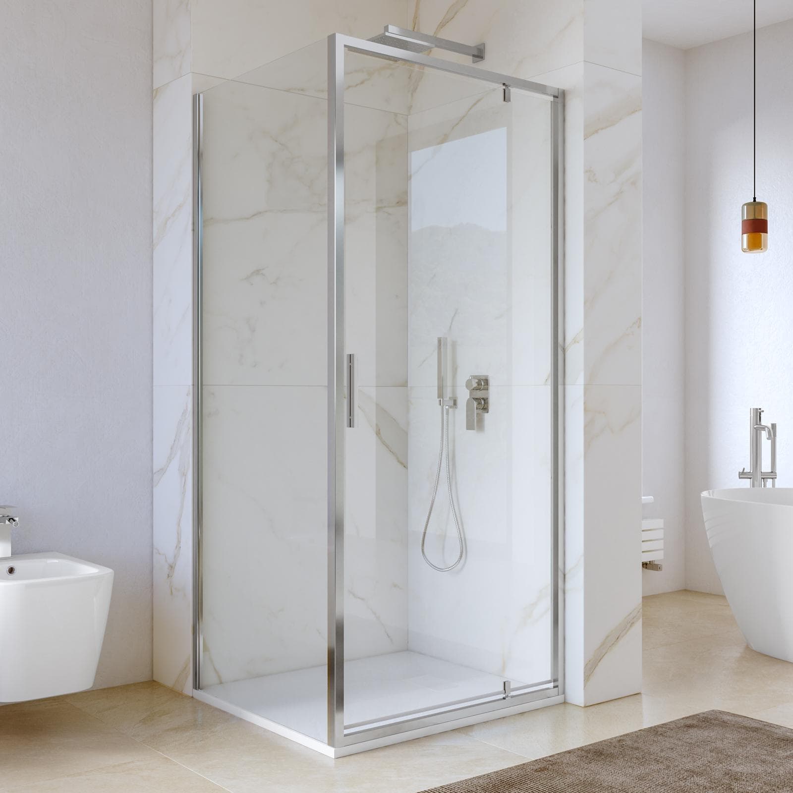 Box doccia 80x90 cm battente vetro trasparente e profilo cromo 195h - Glide