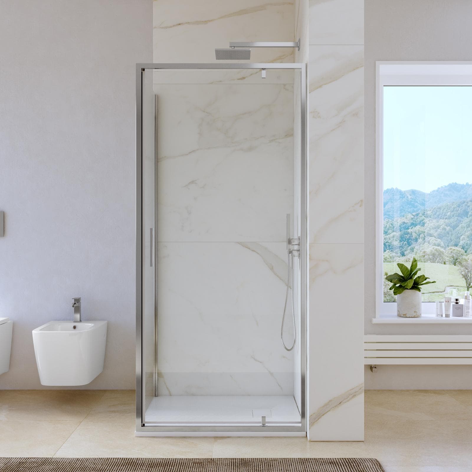 Box doccia 80x90 cm battente vetro trasparente e profilo cromo 195h - Glide