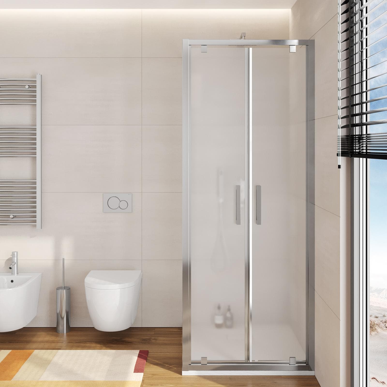 Box doccia 80x90 cm doppio battente vetro opaco profilo cromo 195h - Moritz