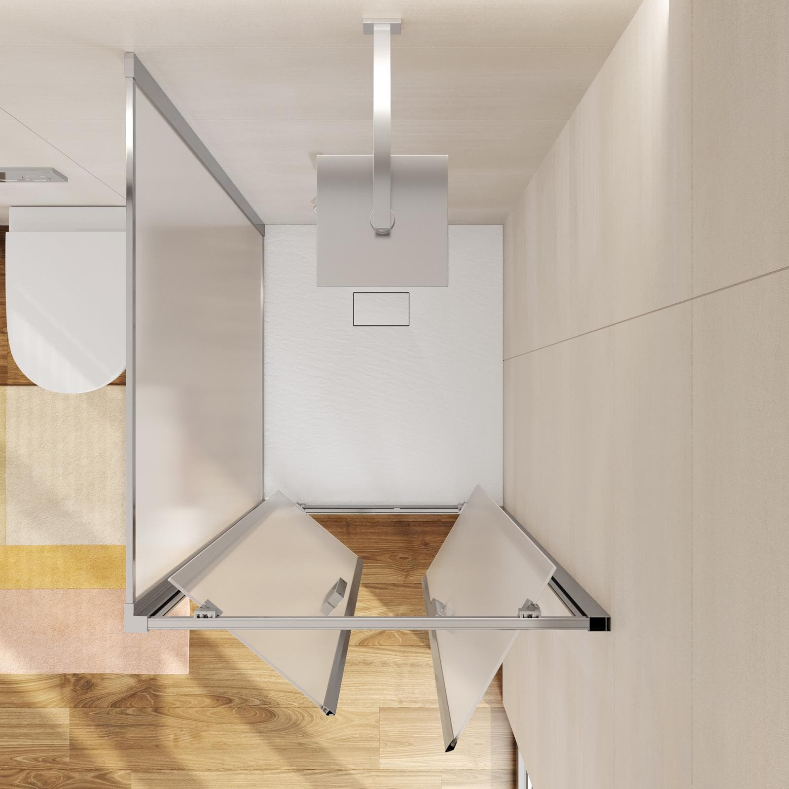 Box doccia 80x90 cm doppio battente vetro opaco profilo cromo 195h - Moritz