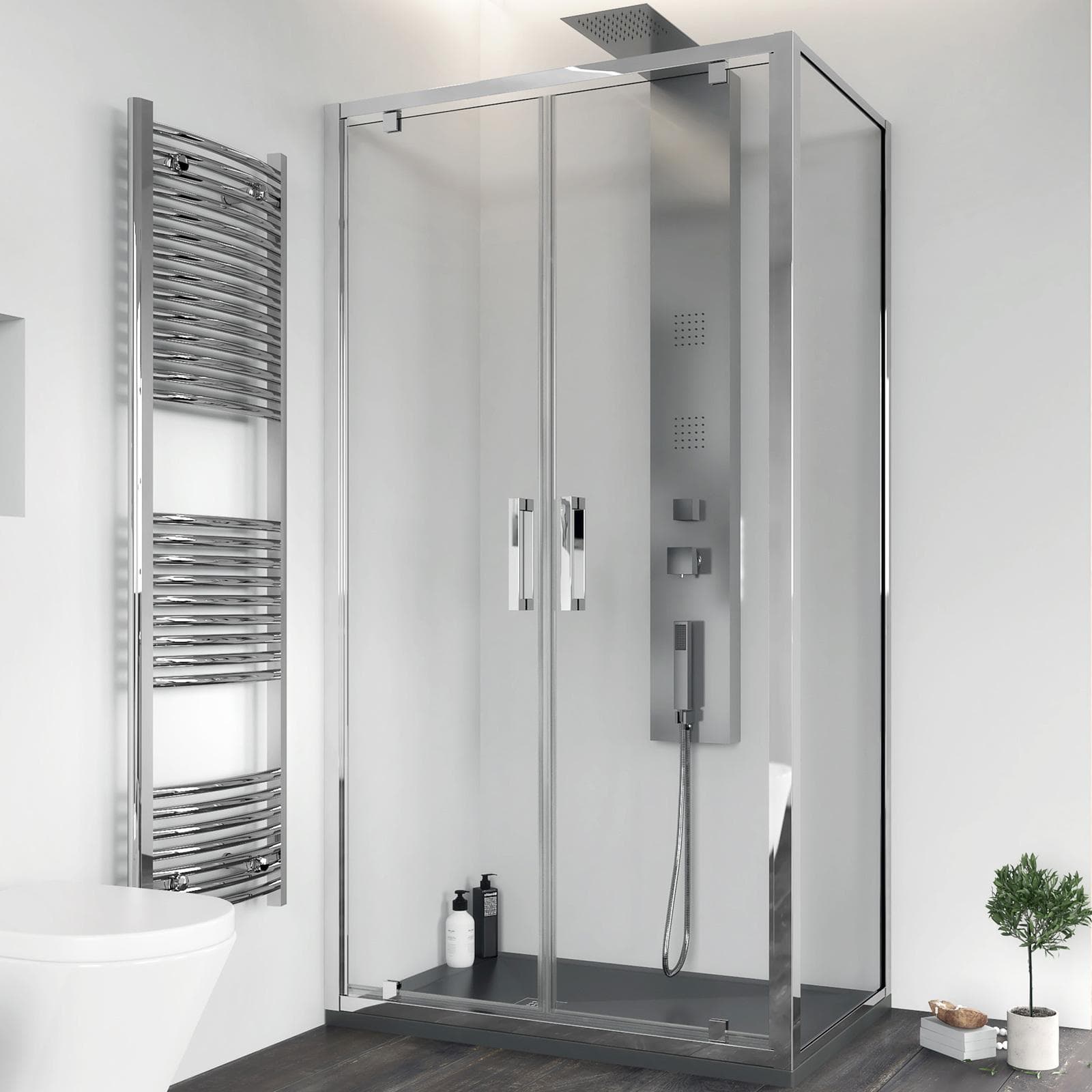 Box doccia 80x90 cm doppio battente vetro trasparente anticalcare profilo cromo 195h - Moritz