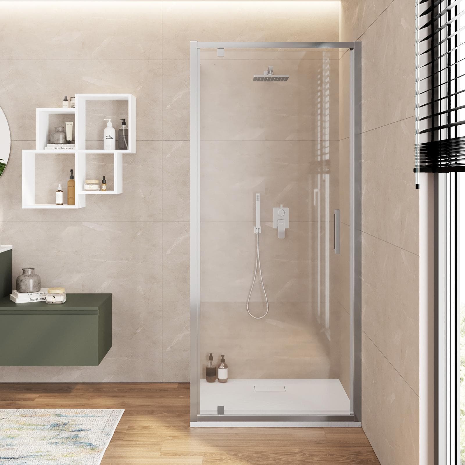 Box doccia 80x90 cm battente vetro trasparente anticalcare profilo cromo 195h - Moritz