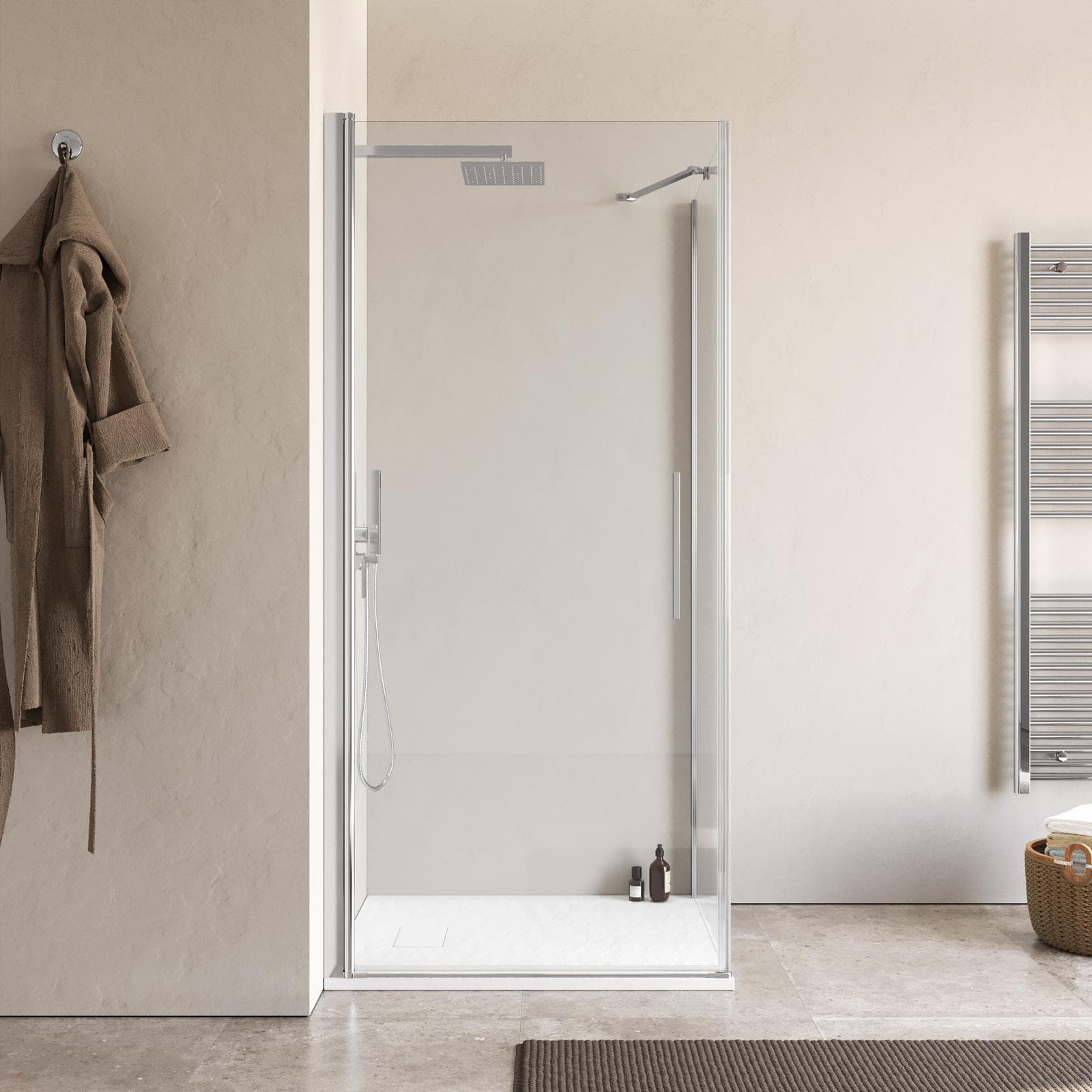 Box doccia 80x90 cm battente in vetro temperato 6mm trasparente 195h - Nilo