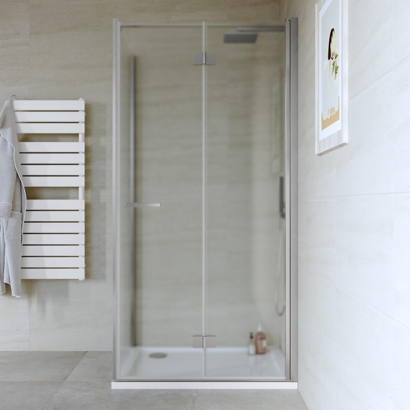 Box doccia 85x100 cm a soffietto vetro anticalcare opaco profilo cromo 195h - Flexy