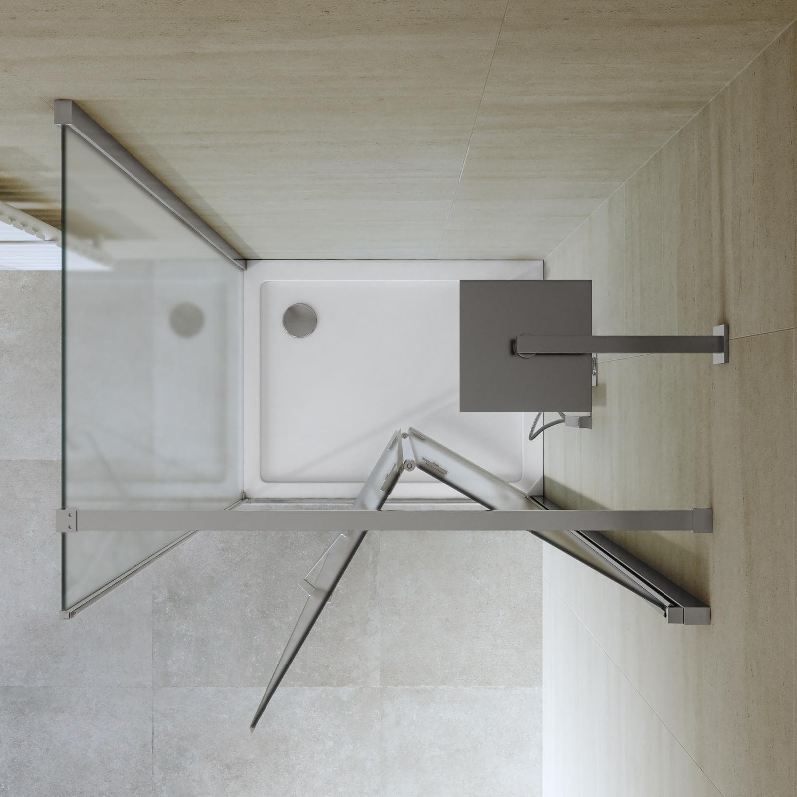 Box doccia 85x100 cm a soffietto vetro anticalcare opaco profilo cromo 195h - Flexy
