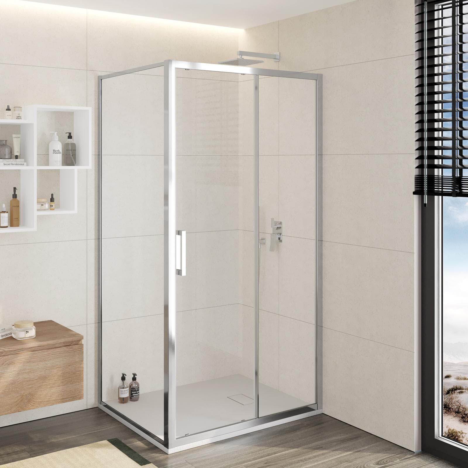 Box doccia 85x100 cm scorrevole vetro trasparente anticalcare profilo cromo 195h - Moritz