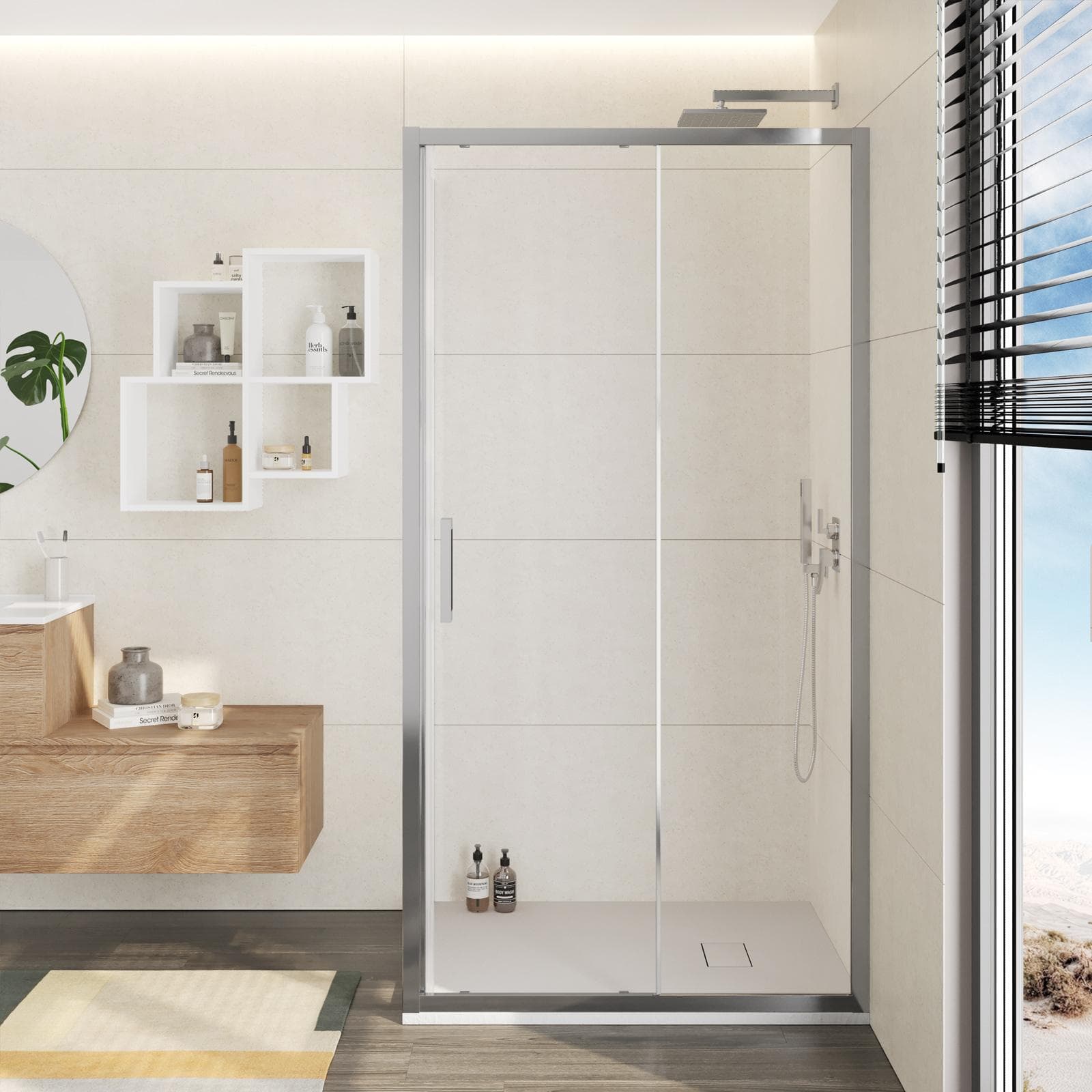 Box doccia 85x100 cm scorrevole vetro trasparente anticalcare profilo cromo 195h - Moritz