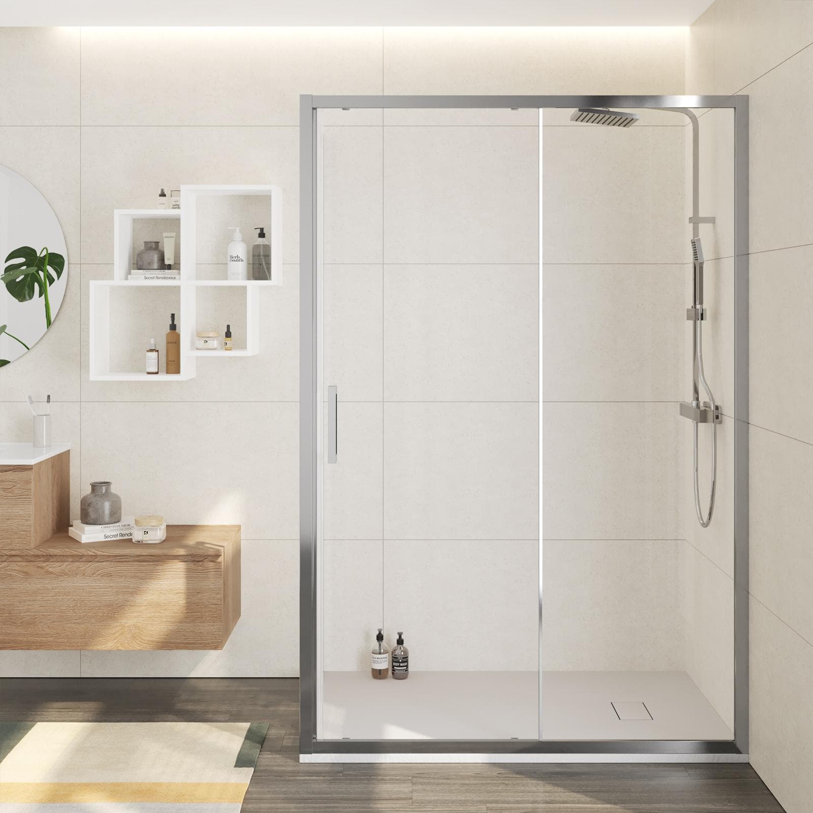 Box doccia 85x130 cm scorrevole vetro trasparente anticalcare profilo cromo 195h - Moritz