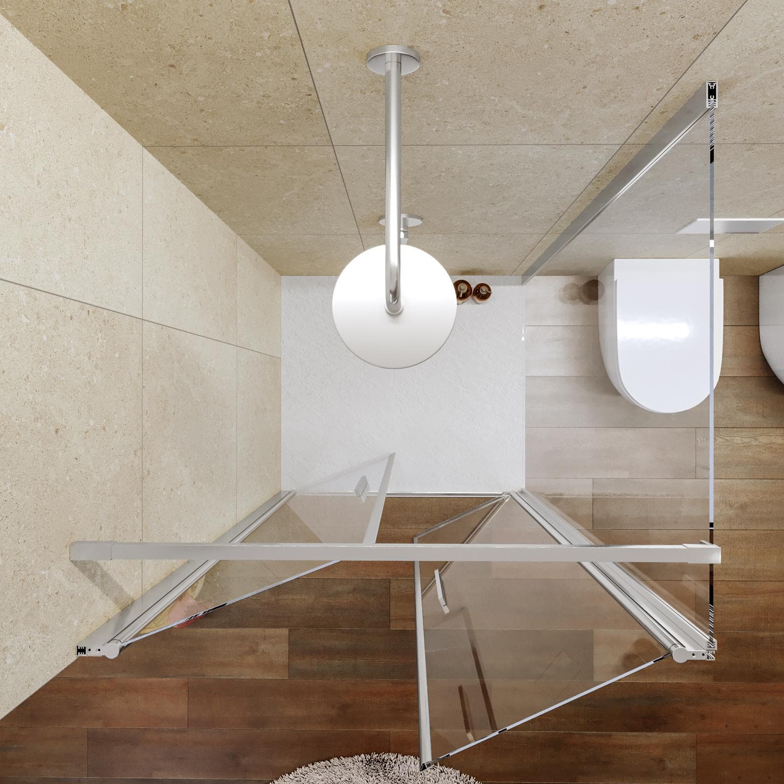 Box doccia 90x100 apertura saloon con vetro anticalcare trasparente e profilo cromo 195h - Lost