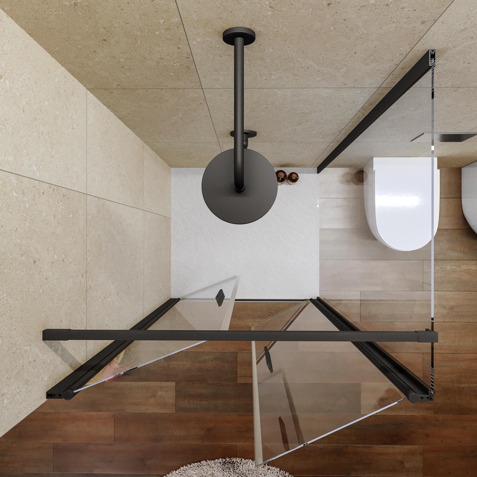 Box doccia 90x100 apertura saloon con vetro anticalcare trasparente e profilo nero 195h - Lost