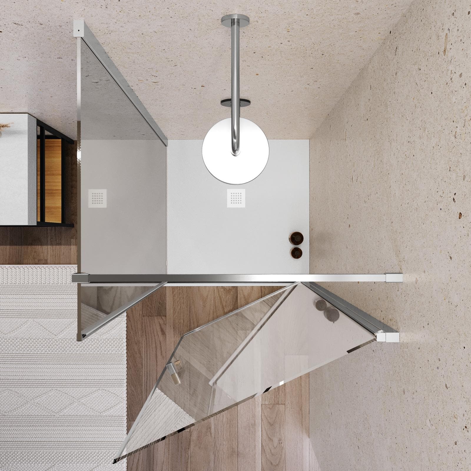 Box doccia 90X100 cm lato fisso specchiato con battente e profilo cromo 200h - Artego Duo