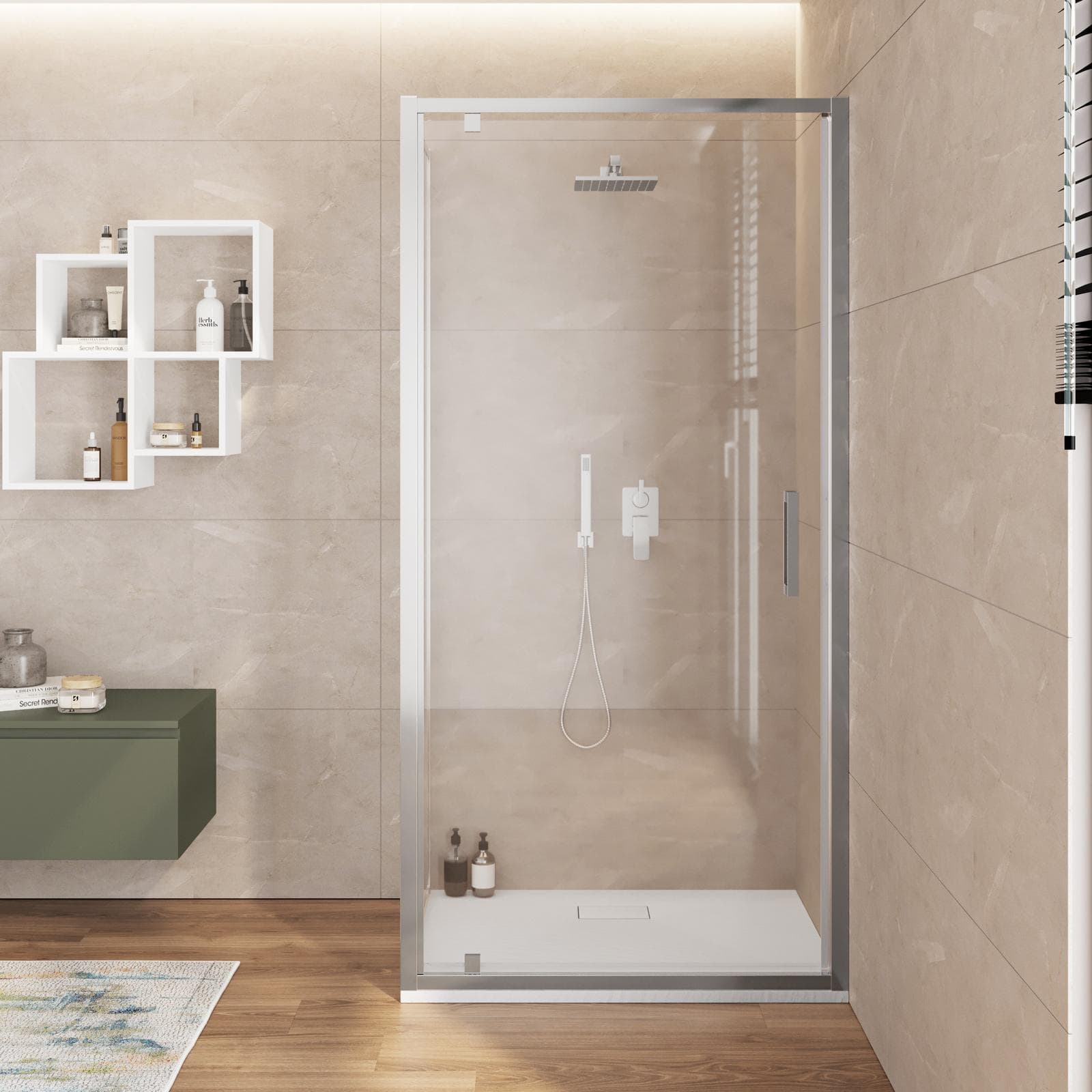 Box doccia 90x100 cm battente vetro trasparente anticalcare profilo cromo 195h - Moritz