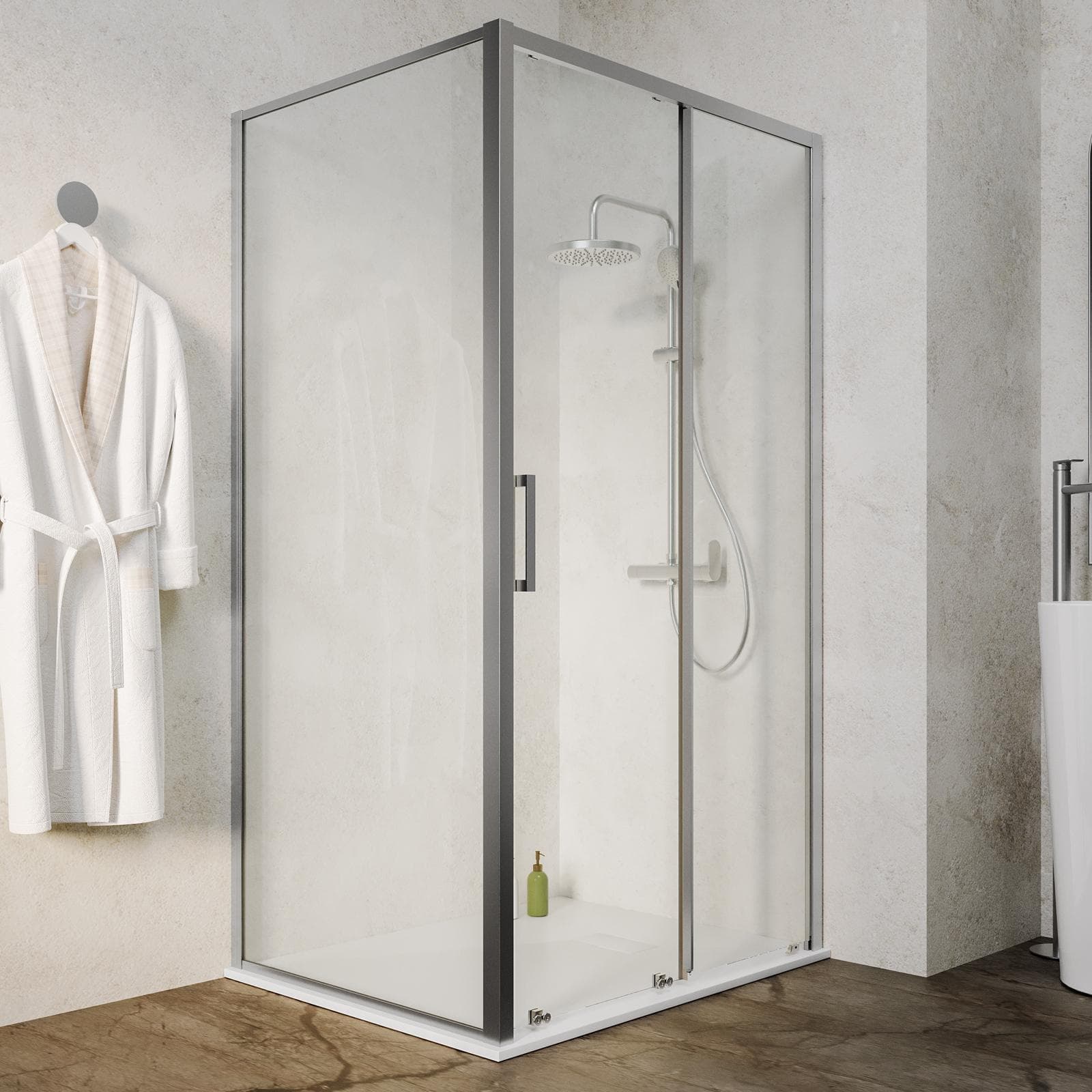 Box doccia 90x100 cm scorrevole vetro trasparente anticalcare profilo cromo 195h - Moritz