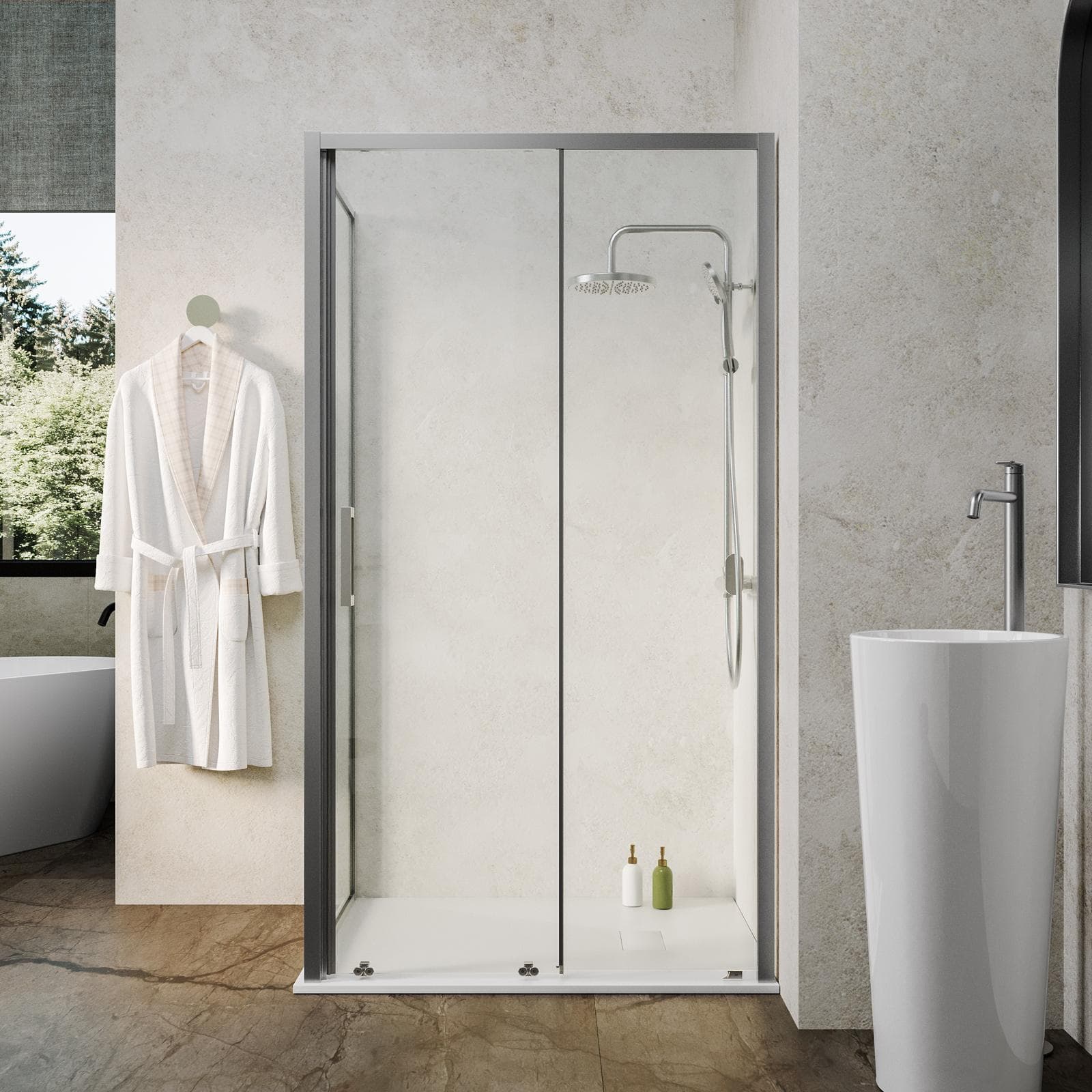 Box doccia 90x100 cm scorrevole vetro trasparente anticalcare profilo cromo 195h - Moritz