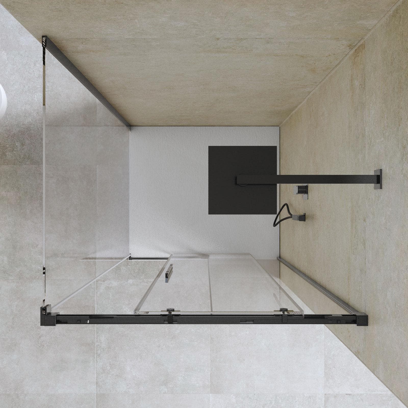 Box doccia 90x100 cm scorrevole vetro anticalcare 8 mm trasparente profilo nero spazzolato 200 h - Alissa