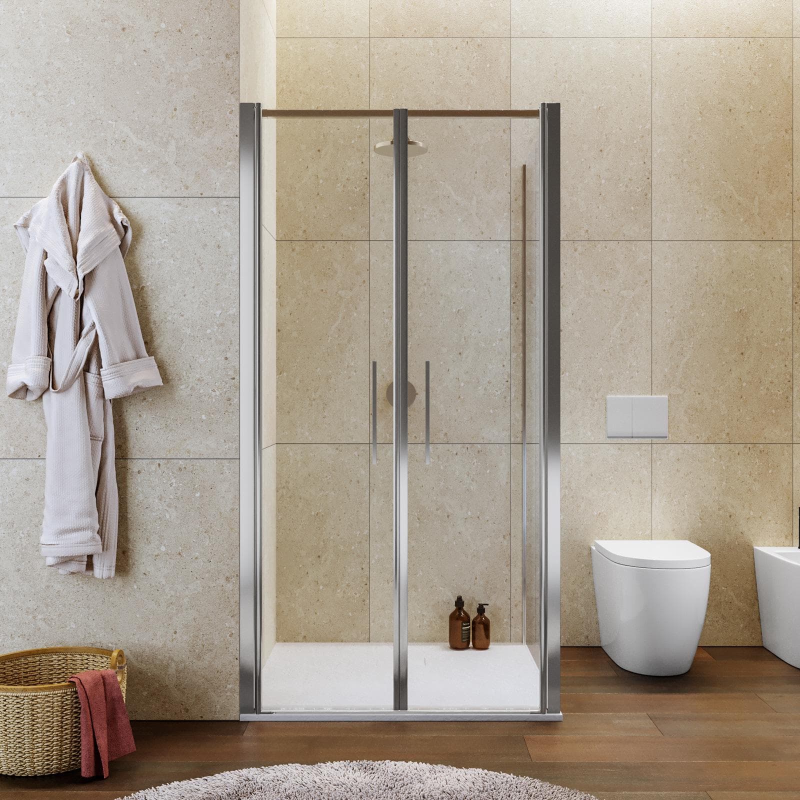 Box doccia 90x105 apertura saloon con vetro anticalcare trasparente e profilo cromo 195h - Lost
