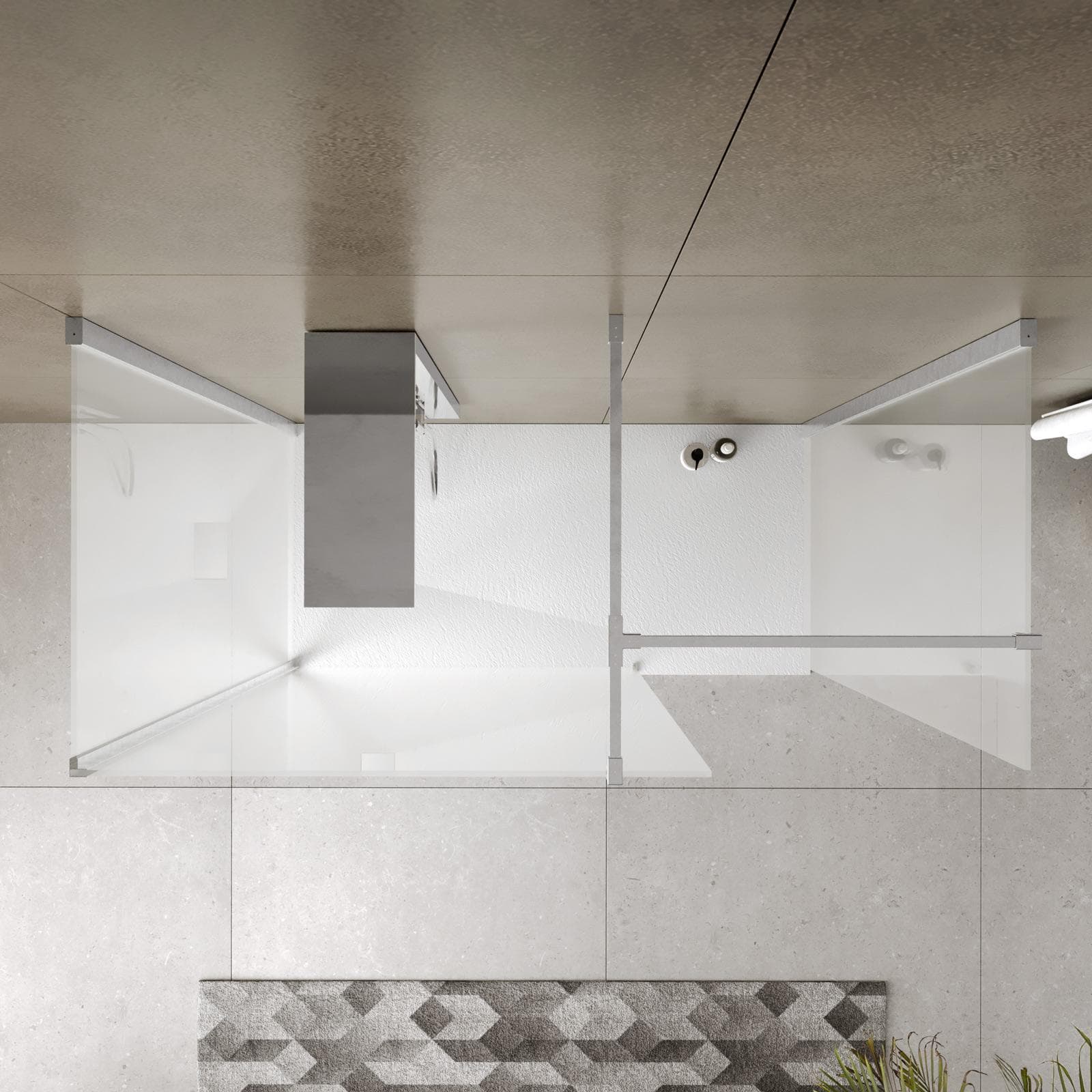 Box doccia 90x110x90 cm walk-in tre lati con vetro anticalcare trasparente e profilo cromo 200h - Keep