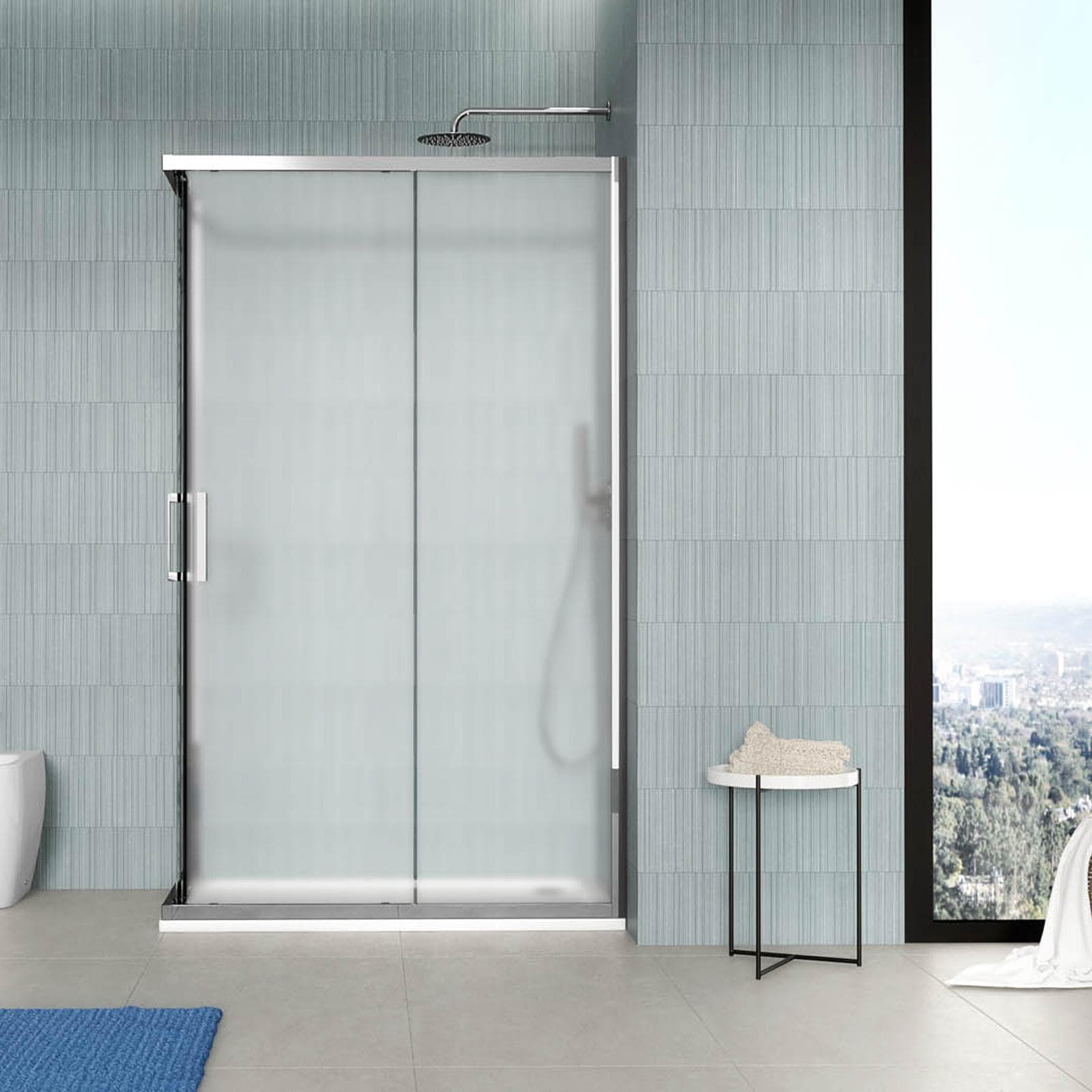 Box doccia 90x120 cm angolare scorrevole vetro opaco profilo cromo 195h - Moritz